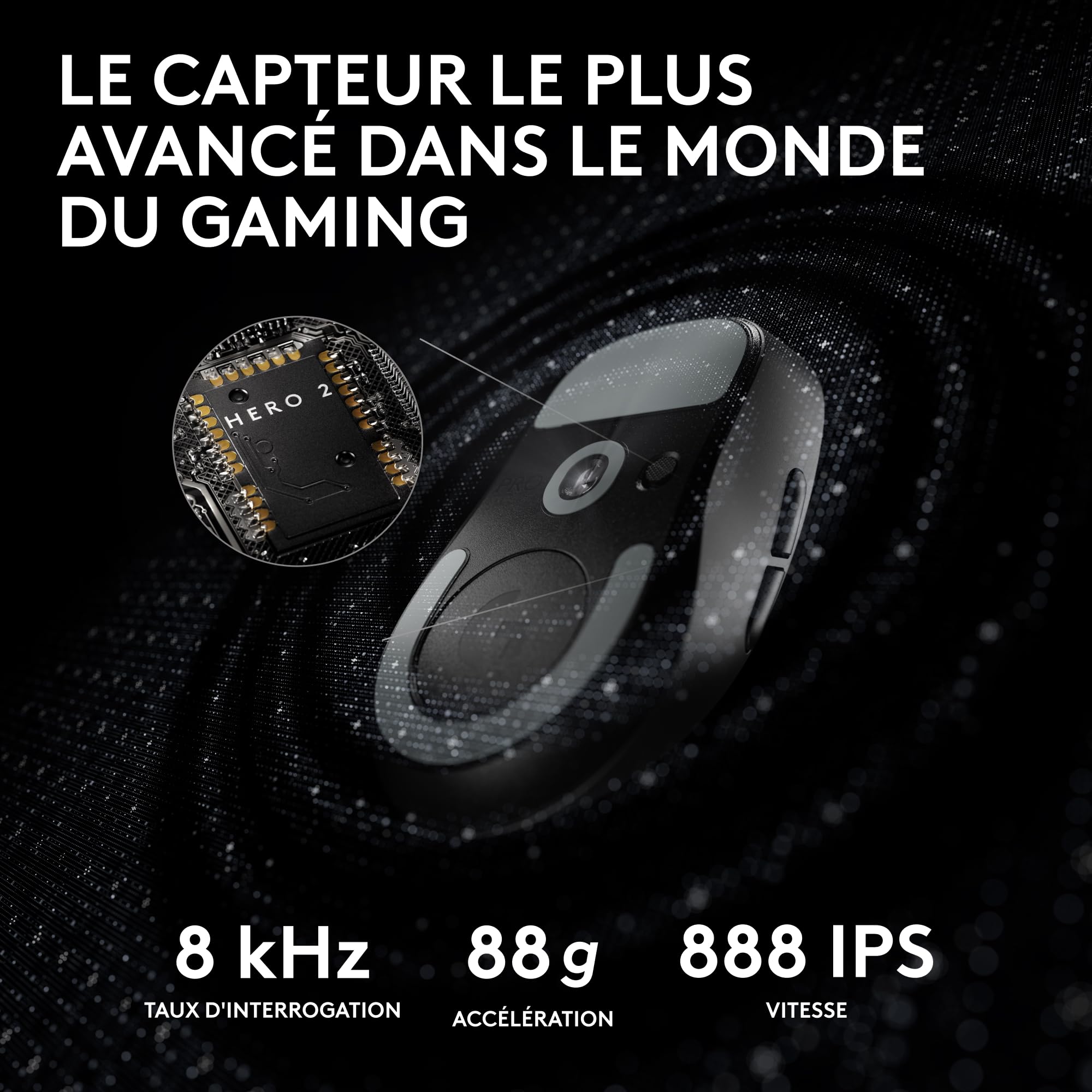 Logitech G PRO X SUPERLIGHT 2, souris gaming sans fil, souris Pro-Grade 60 g avec 5 boutons programmables, capteur 44 000 DPI, taux de rapport 8 kHz, recharge USB-C pour PC/Mac- Noir