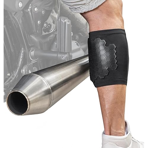 BurnJacket Motorcycle Exhaust Pipe Burn Protective Sleeve Leg Guard - Extra Wide, Dual Layer Protection, Fits 12.5-16 Inch Calf - Heat Shield for Legs, Calf Guard - Premium Motorcycle Accessories