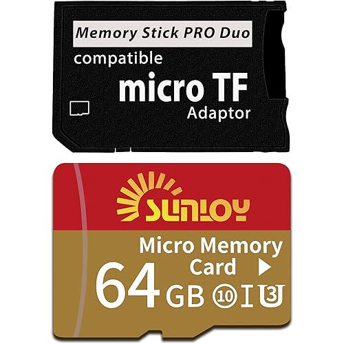 PSP Memory Stick Adapter with 64GB Micro SD Card, Micro SD/SDHC/SDXC to Memory Stick PRO Duo MagicGate Card Compatible with PlayStation Portable, Camera, Handycam, Cell Phone & PSP 1000/2000/3000