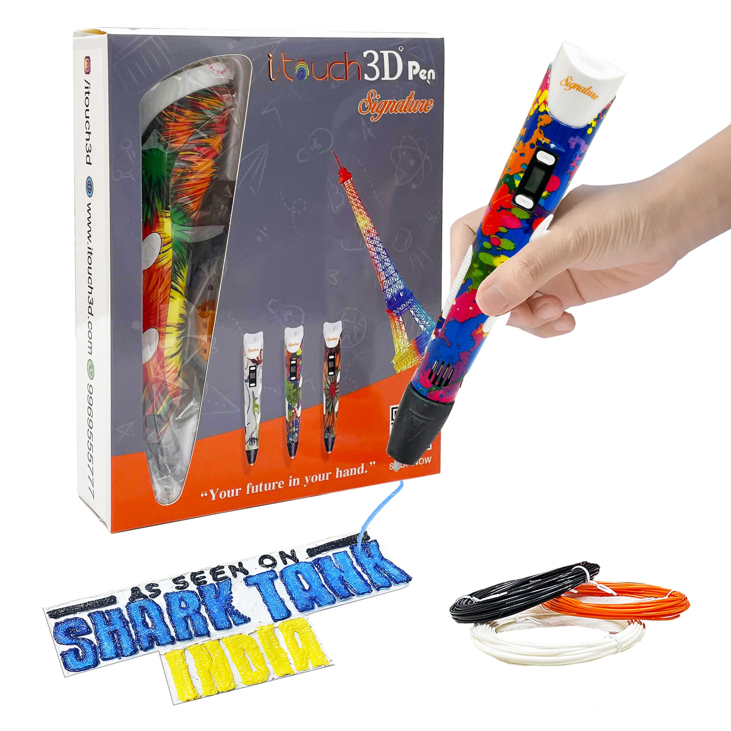 WOL3D I Touch Signature 3D Pen (Blue) for 3D Printing with Speed Control, Advanced Temperature Regulation, OLED Display & Ergonomic Design – Compatible with Variety of Filaments.-image-31