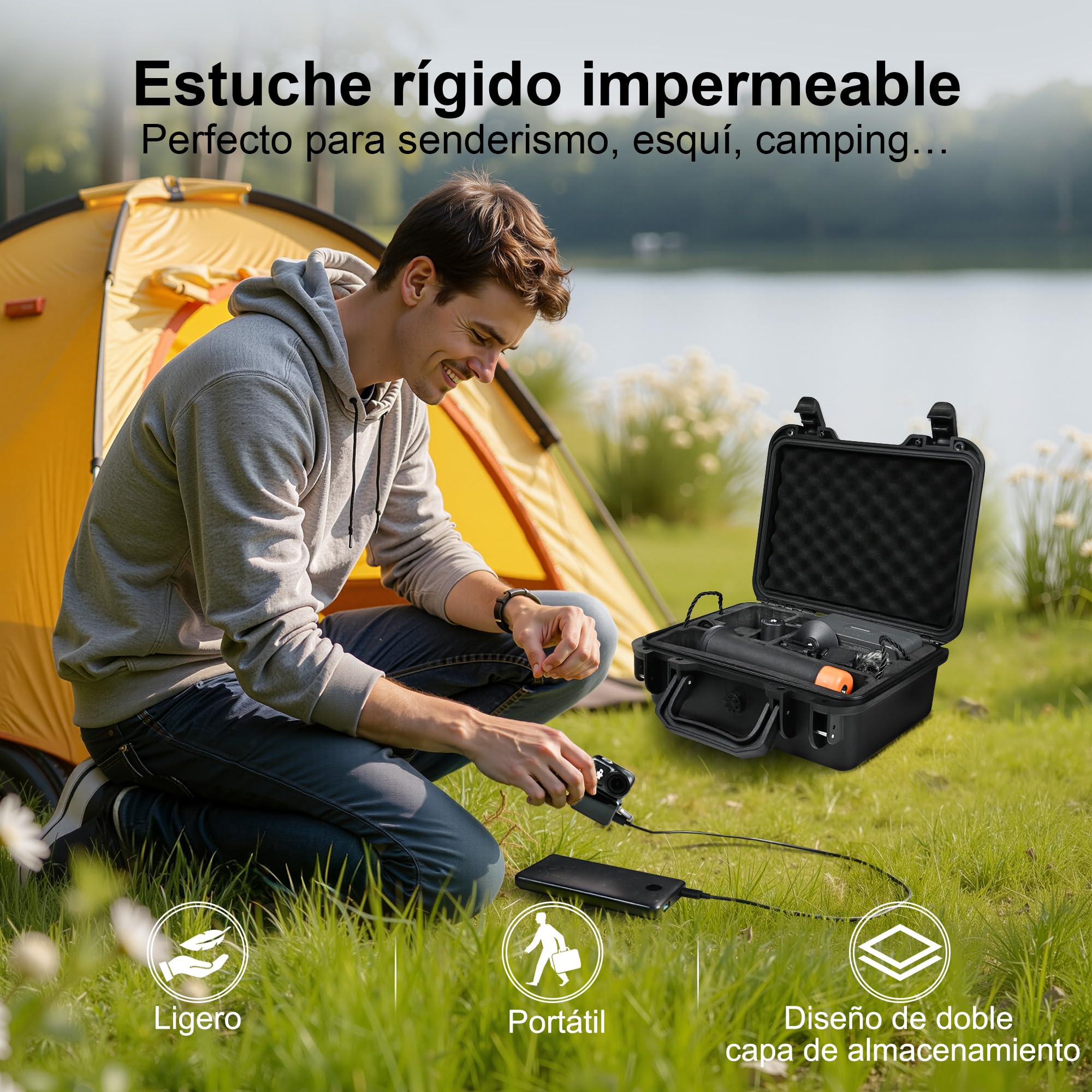 LEKUFEE Estuche Rígido Portátil Impermeable para dji Osmo Nano, Pack estándar (64GB / 128GB) - Cámara para Vlogs, dji Mic 3/2/Mini, más Accesorios (Solo Estuche)