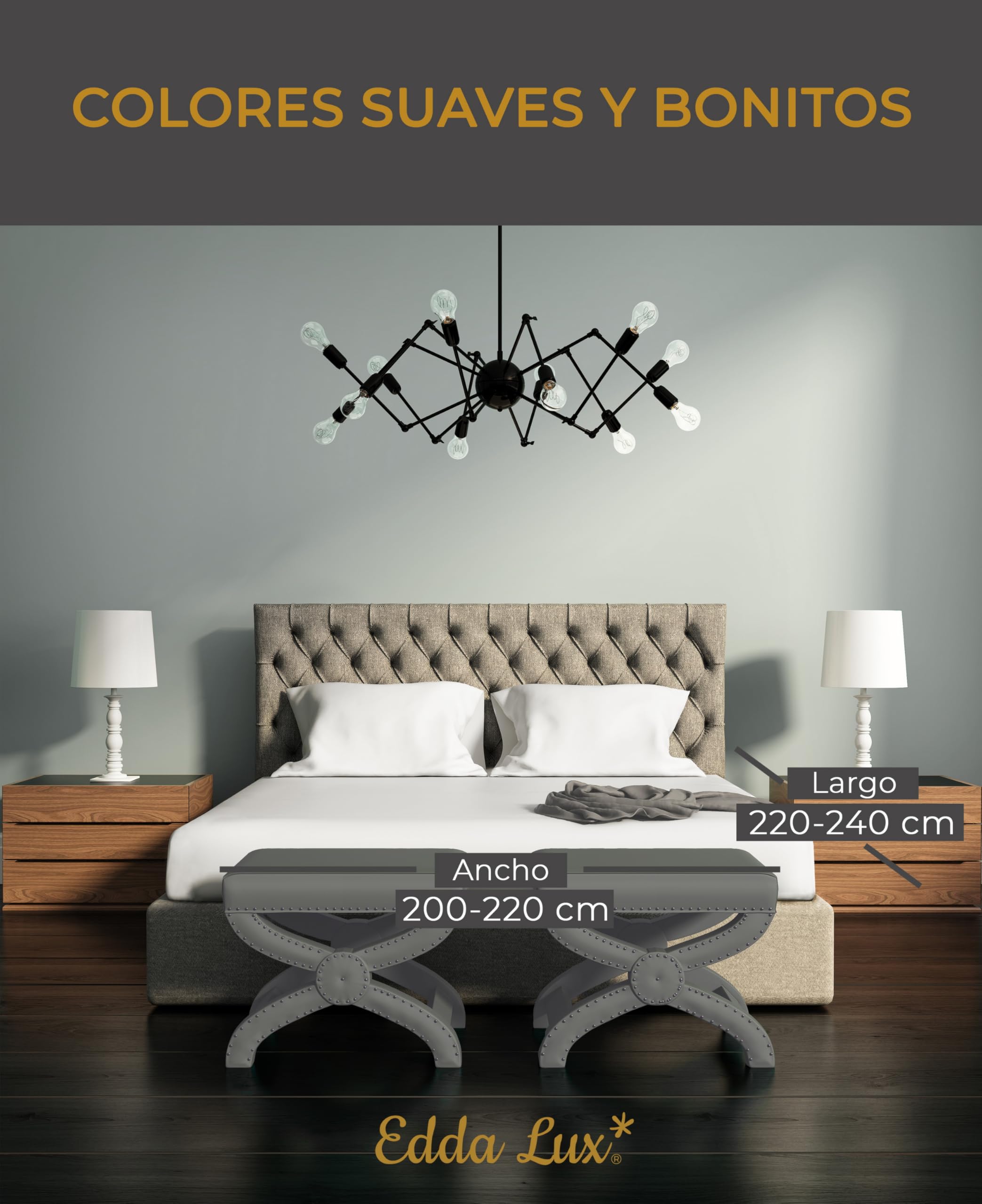 Edda Lux Sábana Bajera, para Camas de Agua y colchones de hasta 40 cm de Altura, 200x220, 200x240, 220x220, 220x240 cm, algodón 95% Elastano 5%, Jersey, Blanco