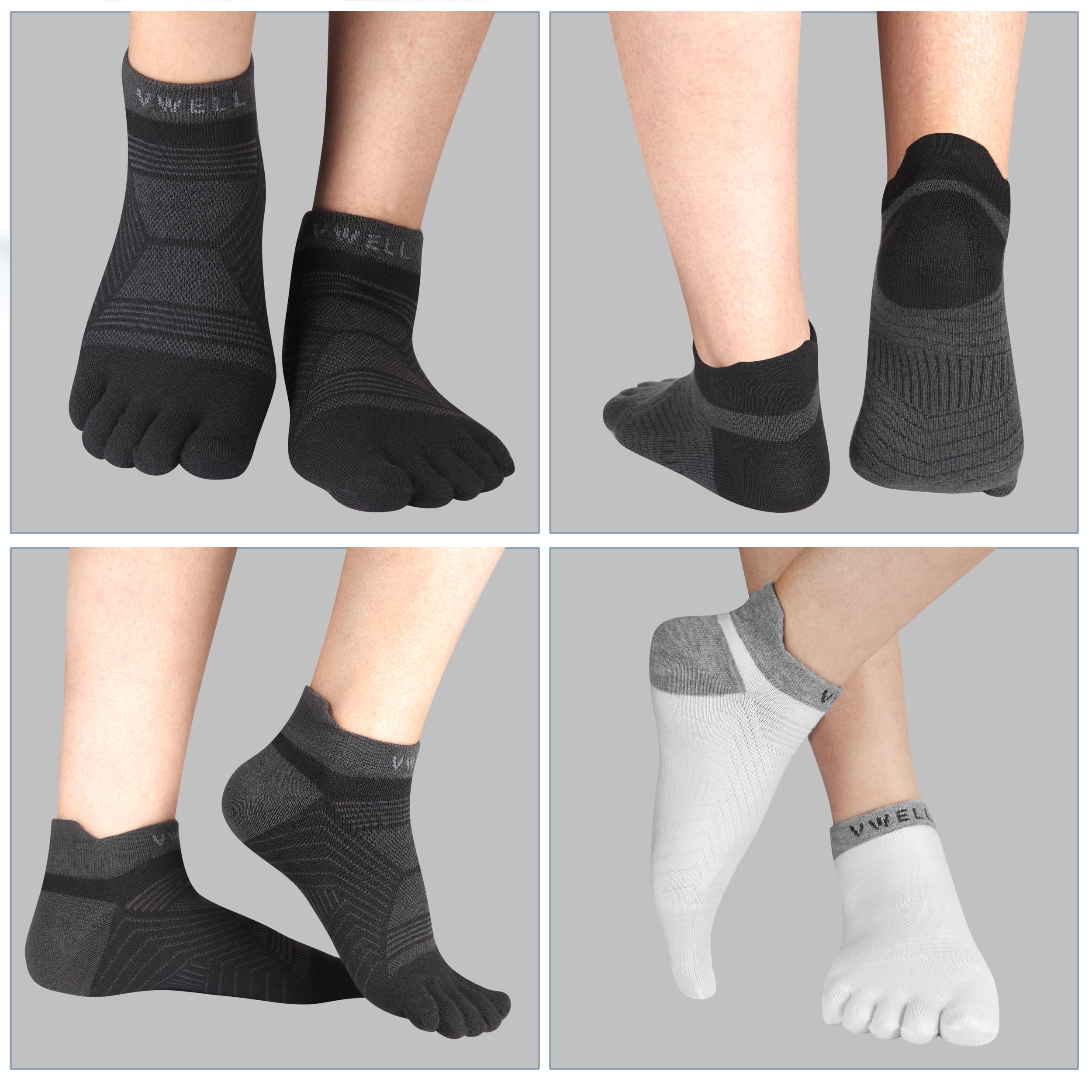 VWELL 3ts Calcetines con dedos Unisex adulto