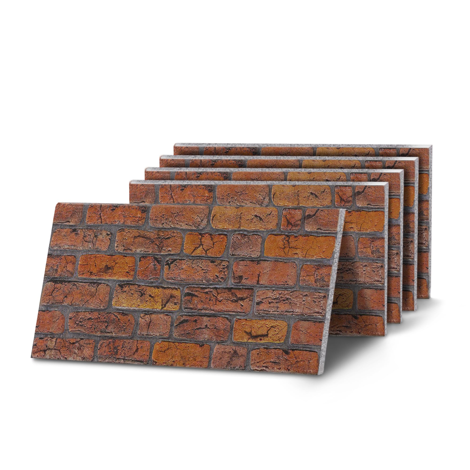K&B Panels 3D Wall Panels, Rustic Brick Effect Styrofoam Wall Panelling Kit, Lightweight, Easy to Install, Dual Insulation to Reduce Acoustic Noise, Indoor & Outdoor (Victorian Amber) (5 Panels)