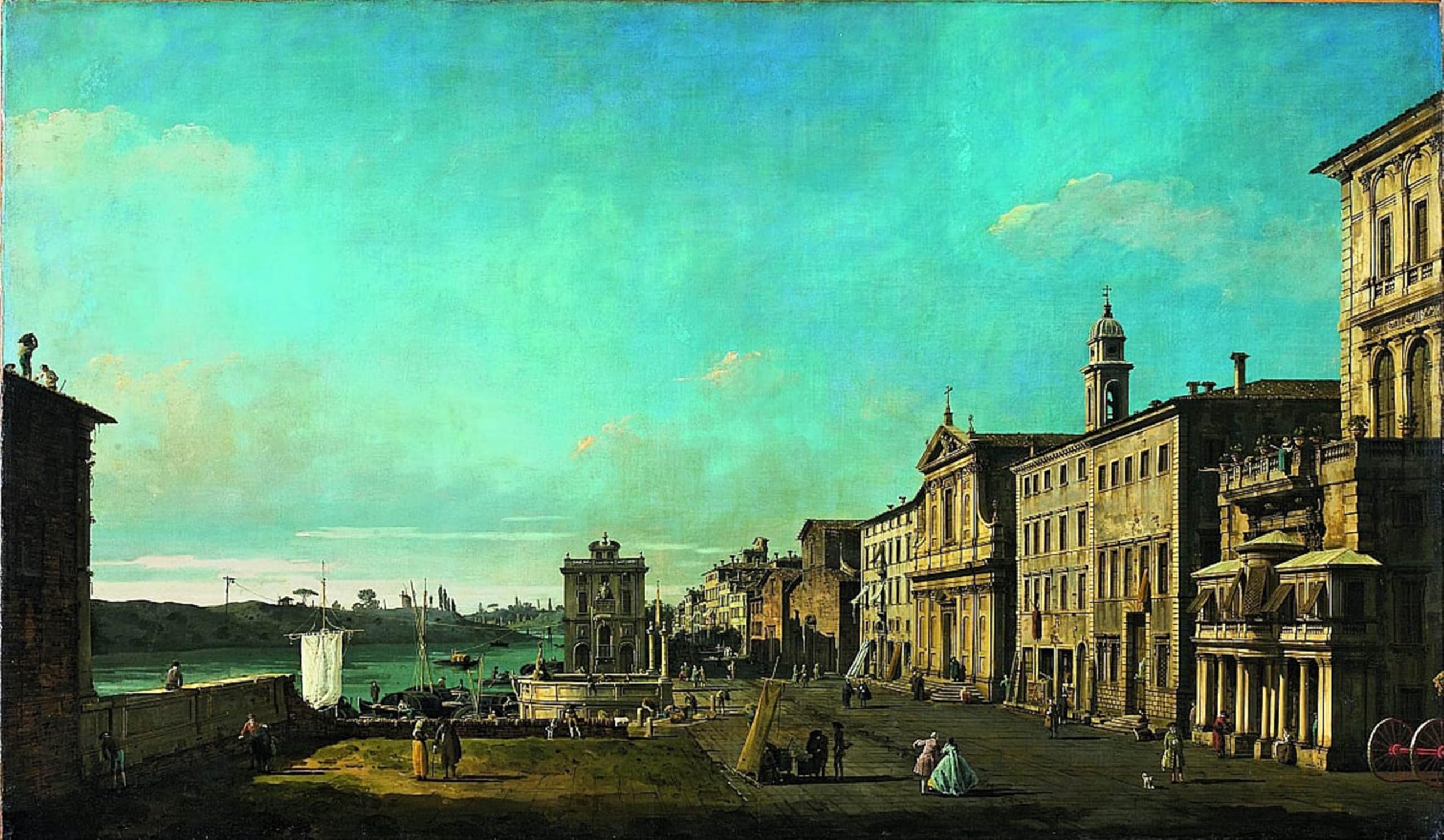 POSTERIIk Famous Modern Artwork Art Mural View of Via Di Ripetta Inby Bernardo Bellotto Oil Paintings Pictures for Home Decor 60x90cm