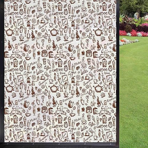 Película 3D para ventana de café, Cool Drink Time Americano Mocha Espresso Heart Banner para tartas, monocromática, tinte a granel, película