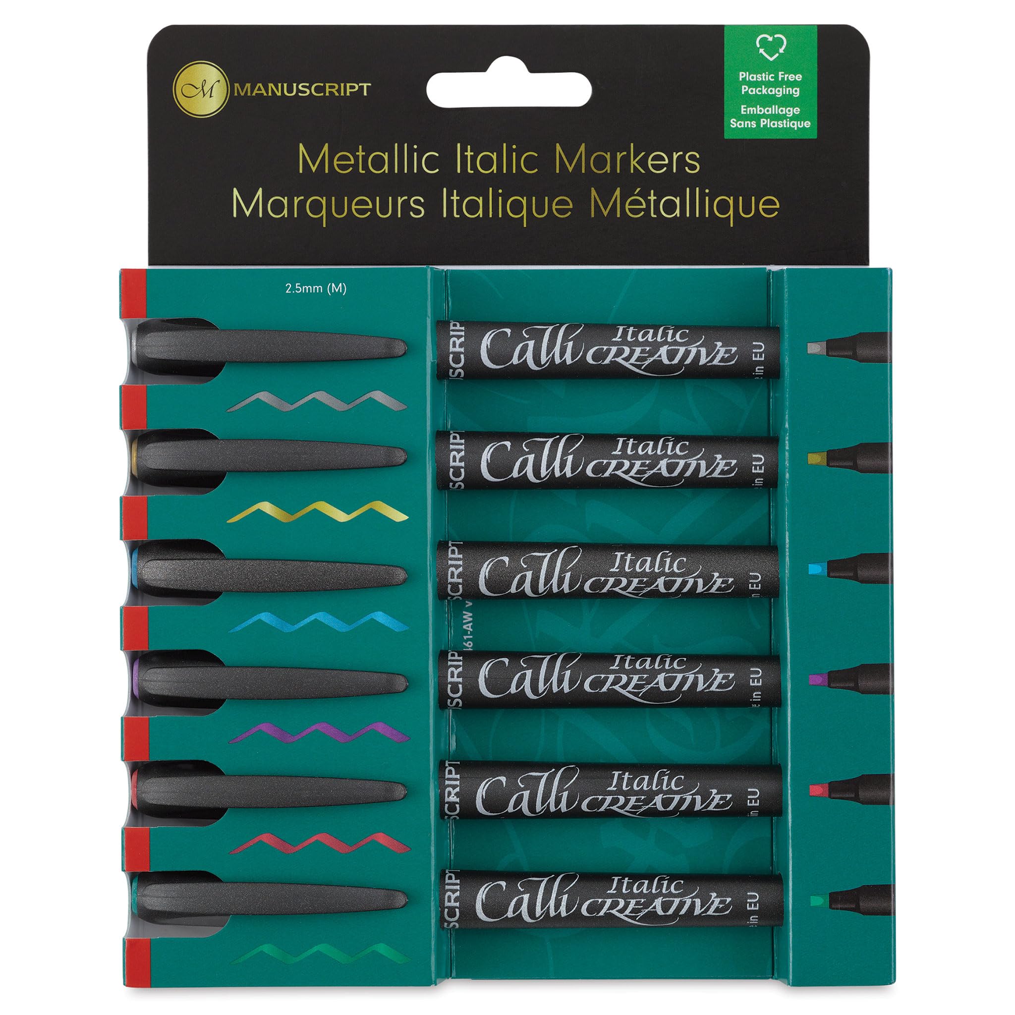 Manuscript Pen MM6646 Callicreative Italic Markers 6/Package Metallic - Assorted Colors