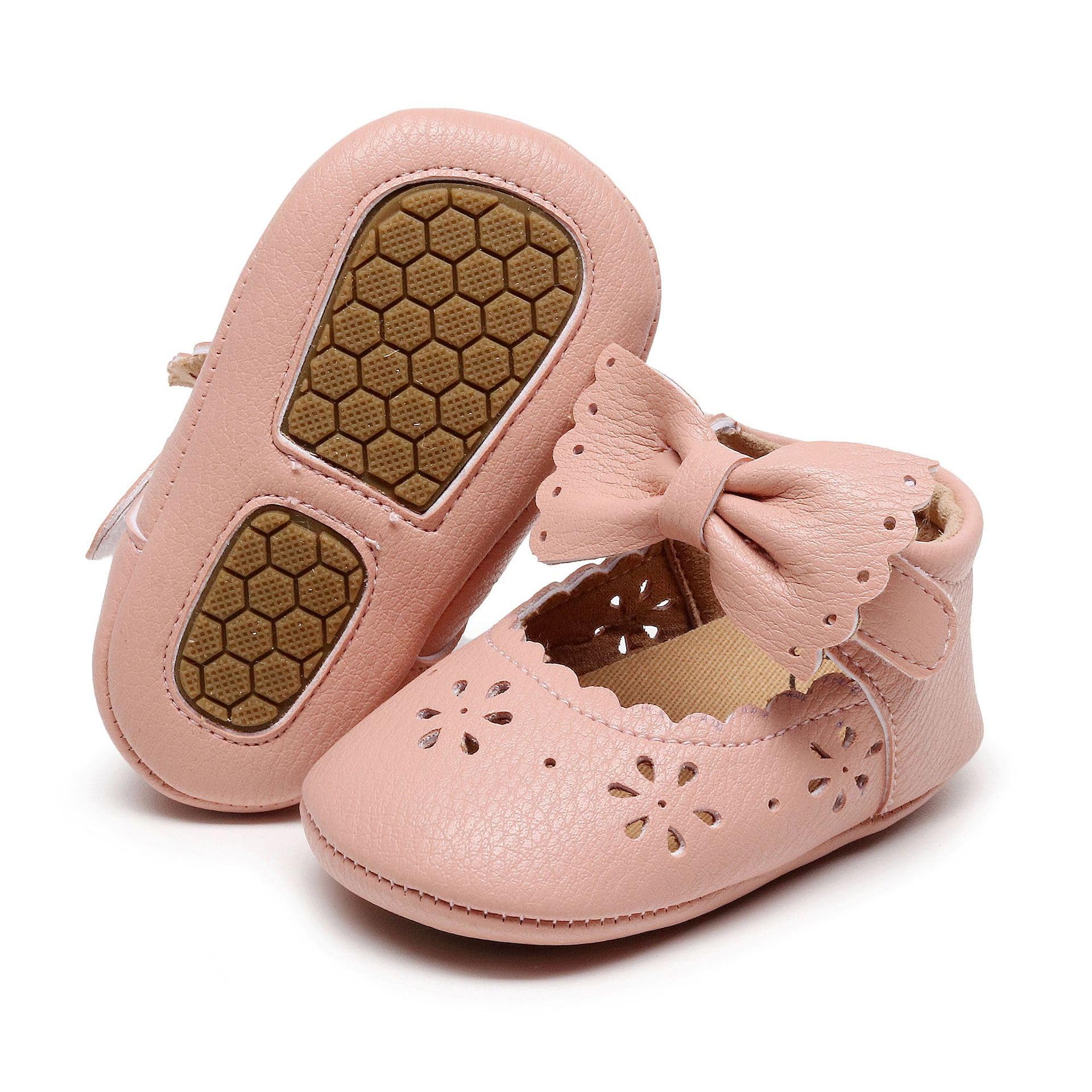 Zapatos de princesa con lazo de encaje para bebé, suela suave, zapatos de cuna para recién nacidos, bebés y niños pequeños (0-12 meses) — view 2