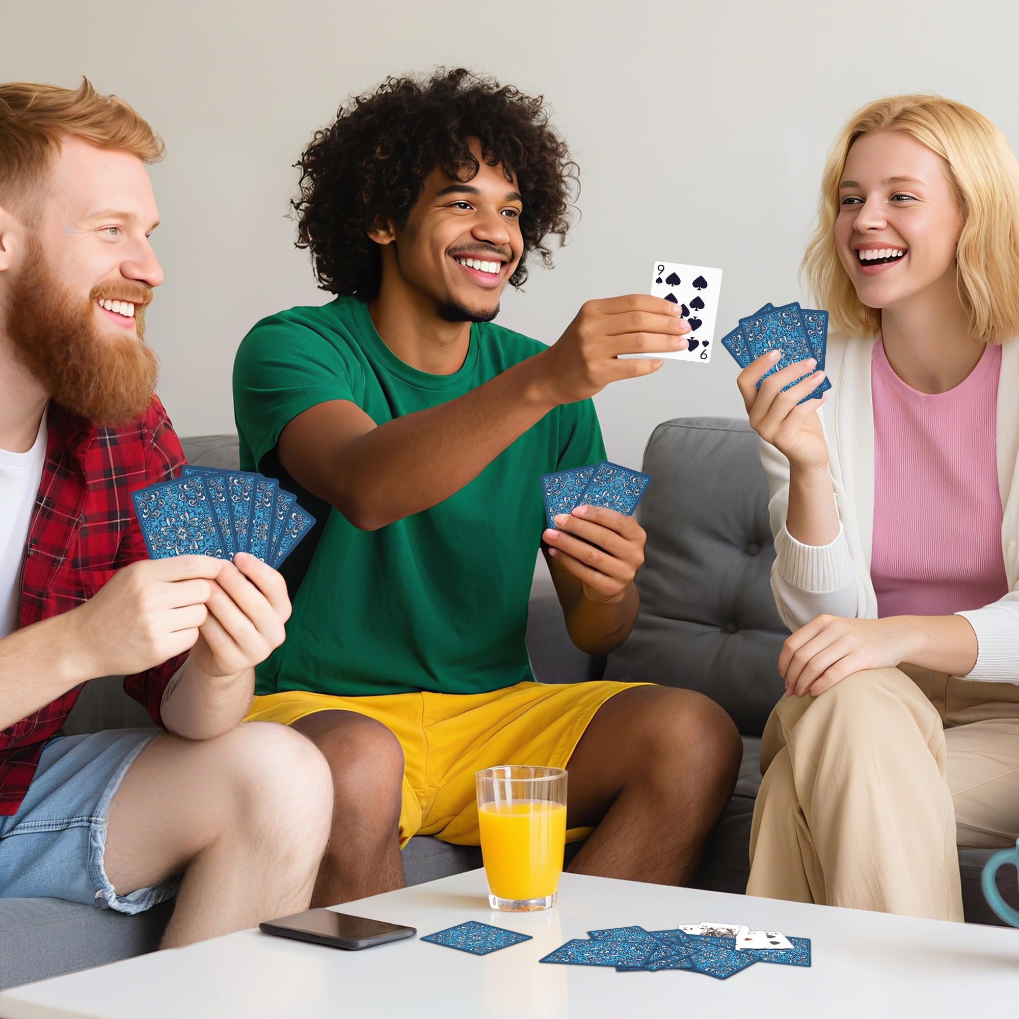 Playing Cards 6 Pack, Decks of Cards, Poker Size Standard Index Deck in 6 Unique Colors, Playing Cards Bulk for Family Game Night, Blackjack, Pinochle, Canasta, Party Supplies Travel Card Games (6)