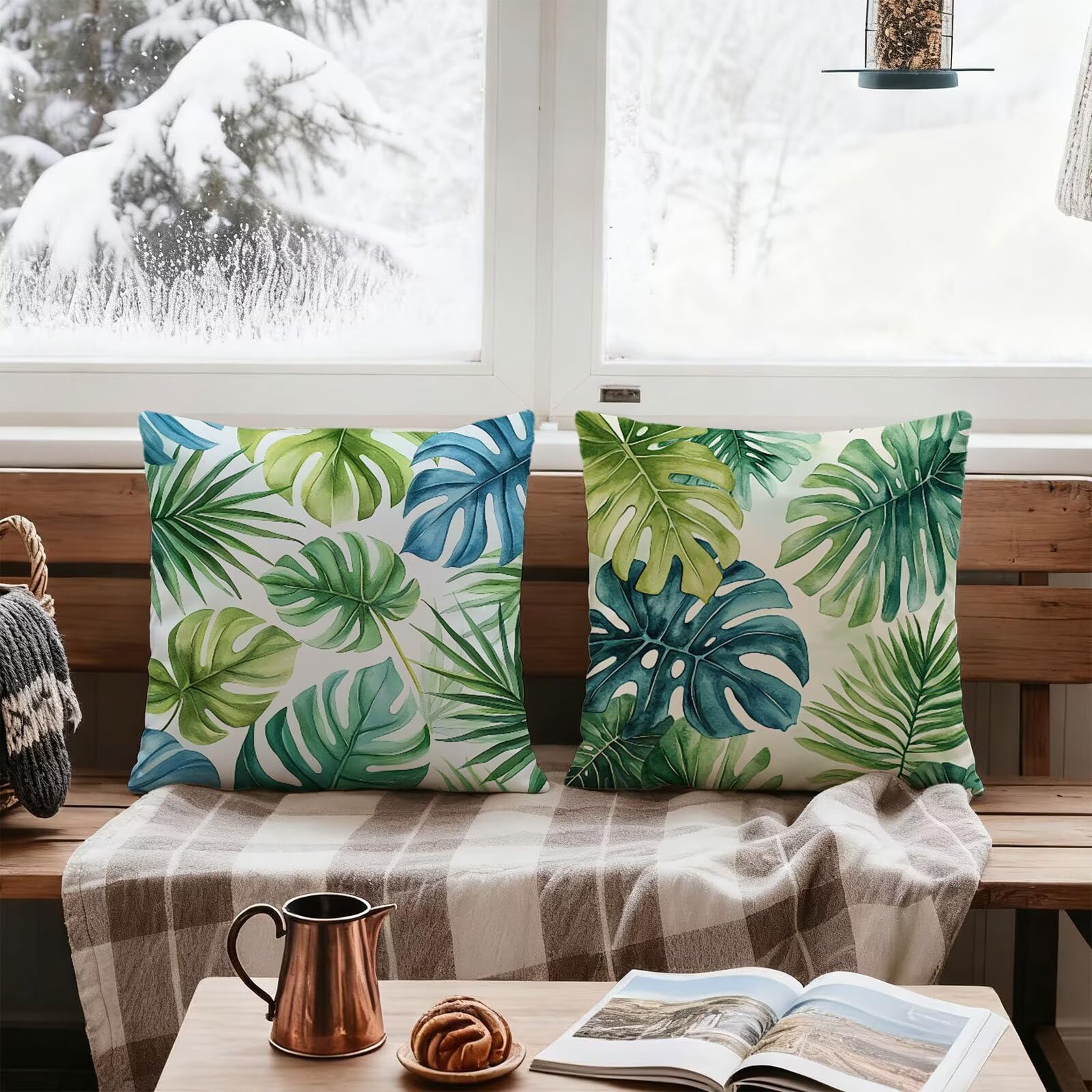 Verde Federe Cuscini Divan 60x60 Blu Federe Cuscino Letto Super Morbido Copricuscino Letto Set di 4 Cuscini Divano Decorazioni Autunnali Copricuscini Arredamento Casa, Sedia Soggiorno Giardino E - 365