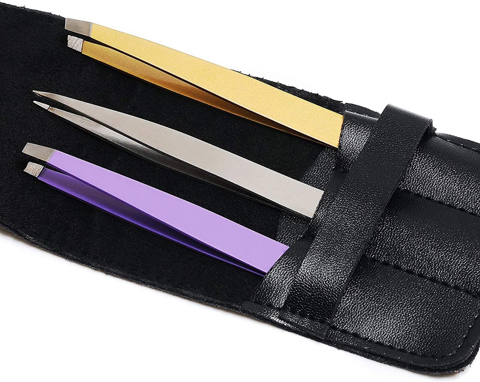 Amaok Premium 3 Tip Tweezers Set with Case | Slant, Straight and Pointed Tip Stainless Steel Tweezer