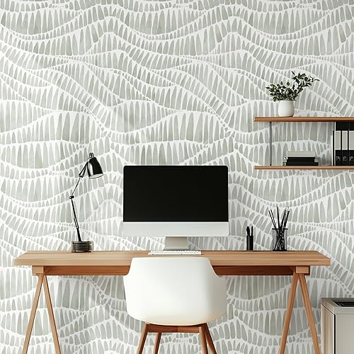 Miniatura 3 de WENMER Papel tapiz verde moderno a rayas, 17.3 x 118 pulgadas, papel de contacto geométrico moderno, bohemio, extraíble, verde y blanco, para