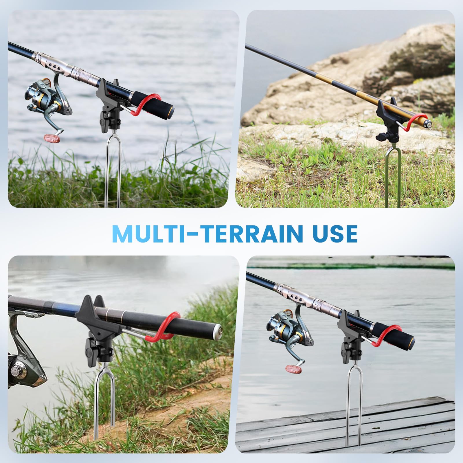 4 Porta Mulinello Da Pesca Regolabili – Supporto Per Canna In Plastica E Metallo, Lunghezza 6-10 Cm, Con Rondella In Gomma Antiscivolo, Accessori Universali
