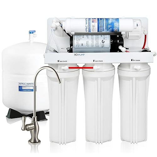 APEC Water Systems RO-PUMP-100V Sistema de filtración de agua potable de ósmosis inversa ultra seguro de nivel superior con bomba de refuerzo