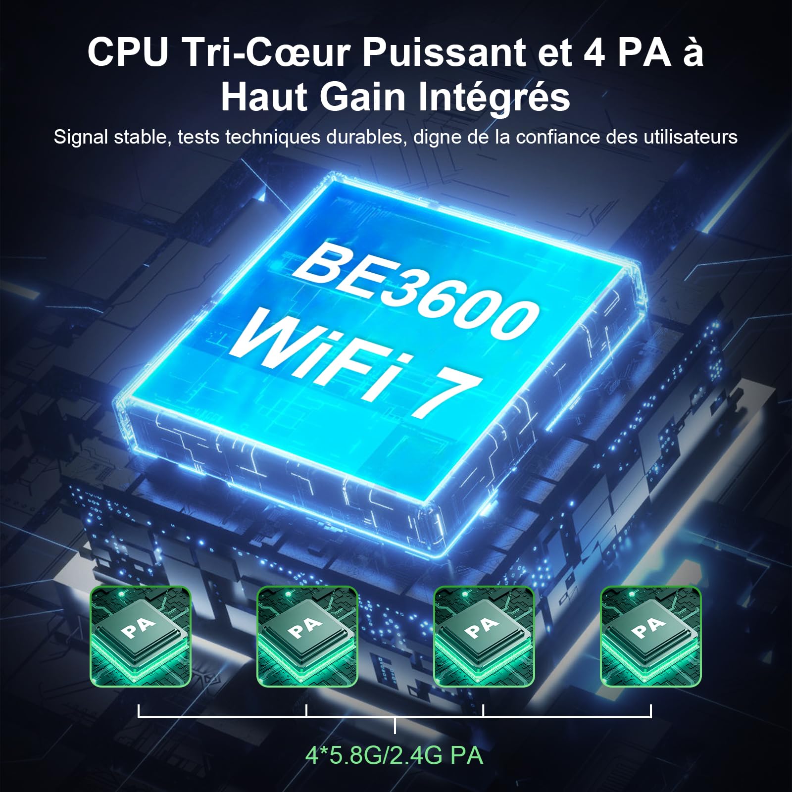 COMFAST Répéteur WiFi 7 Extérieur BE3600 Mbps, Outdoor Point d'accès Double Bande 2.4G/5GHz avec 3 Antenne, 3 Port Gigabit, 48V PoE/12V DC, IP66, MU-MIMO, Longue Portée Repetiteur WiFi Exterieur