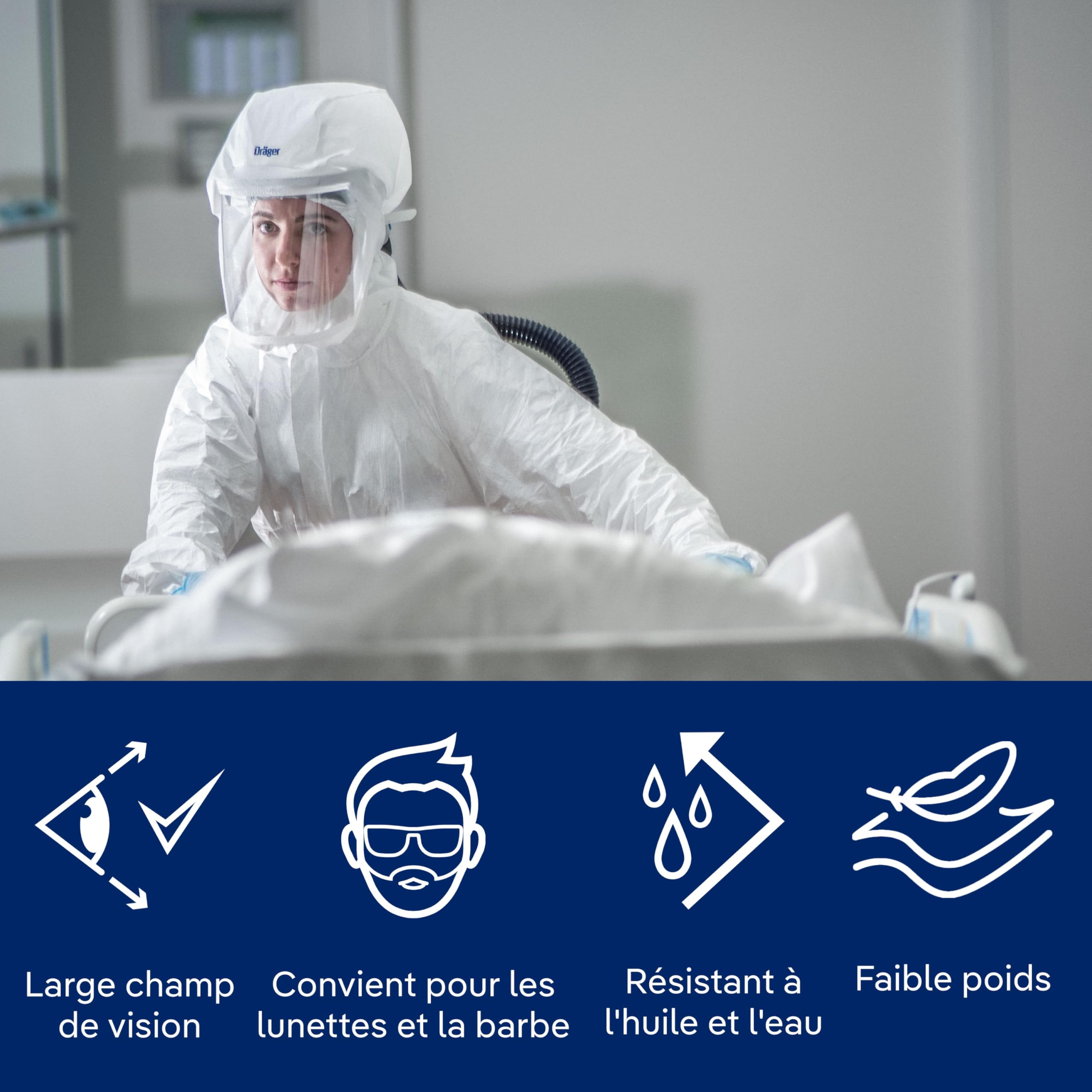 Dräger X-plore 8000 cagoule standard courte, cagoule interchangeable de niveau de protection TH3