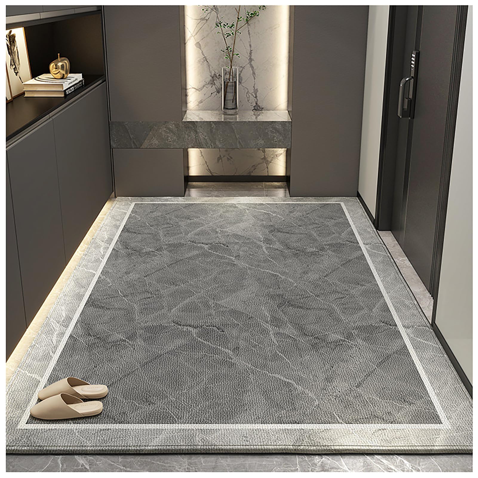 Felpudo entrada casa 120x180cm alfombra antideslizante lavable gris