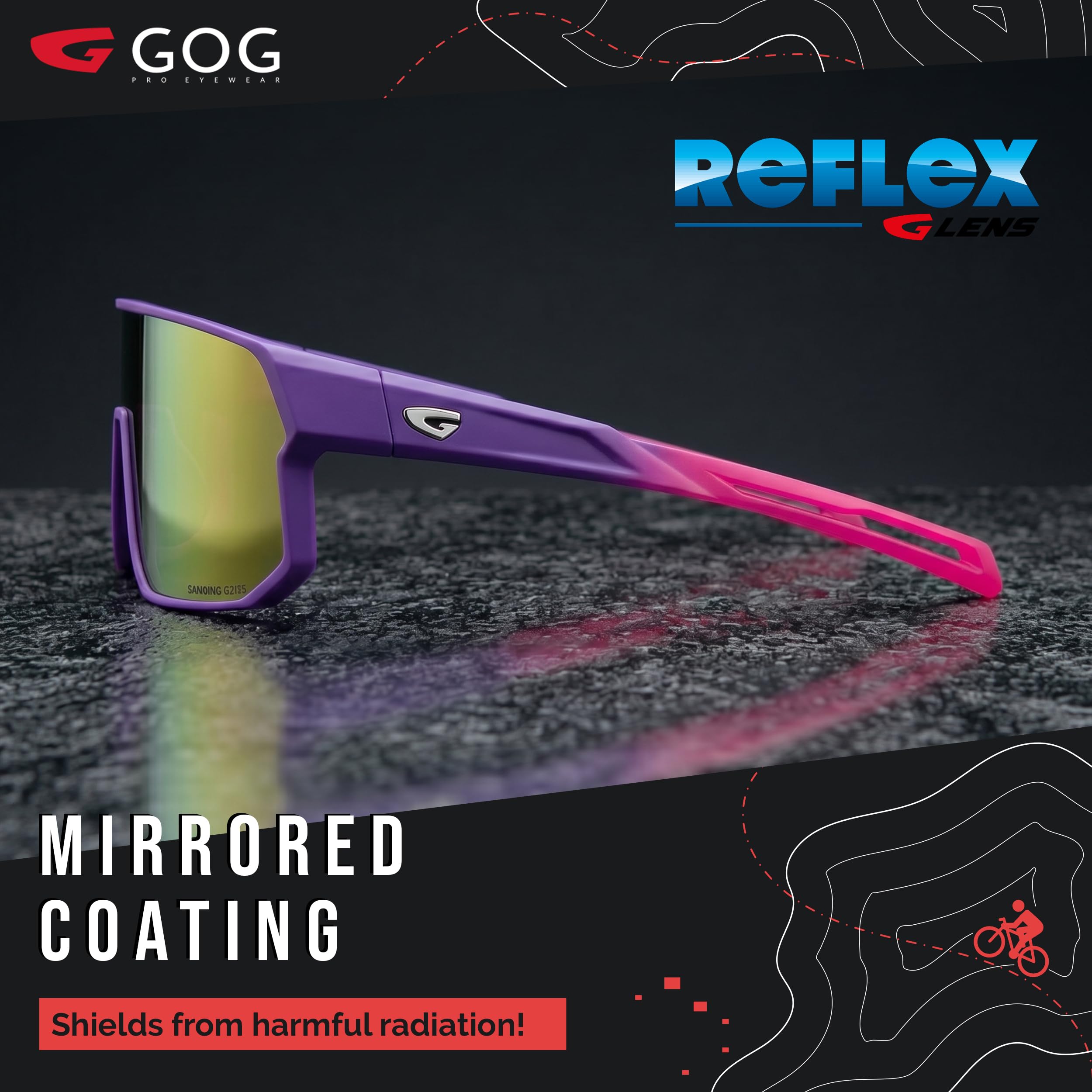 GOG Eyewear Polarisierte Fahrradbrille Sport-Sonnenbrille PC LENS TR90 grilamid UV400 Herren und Damen