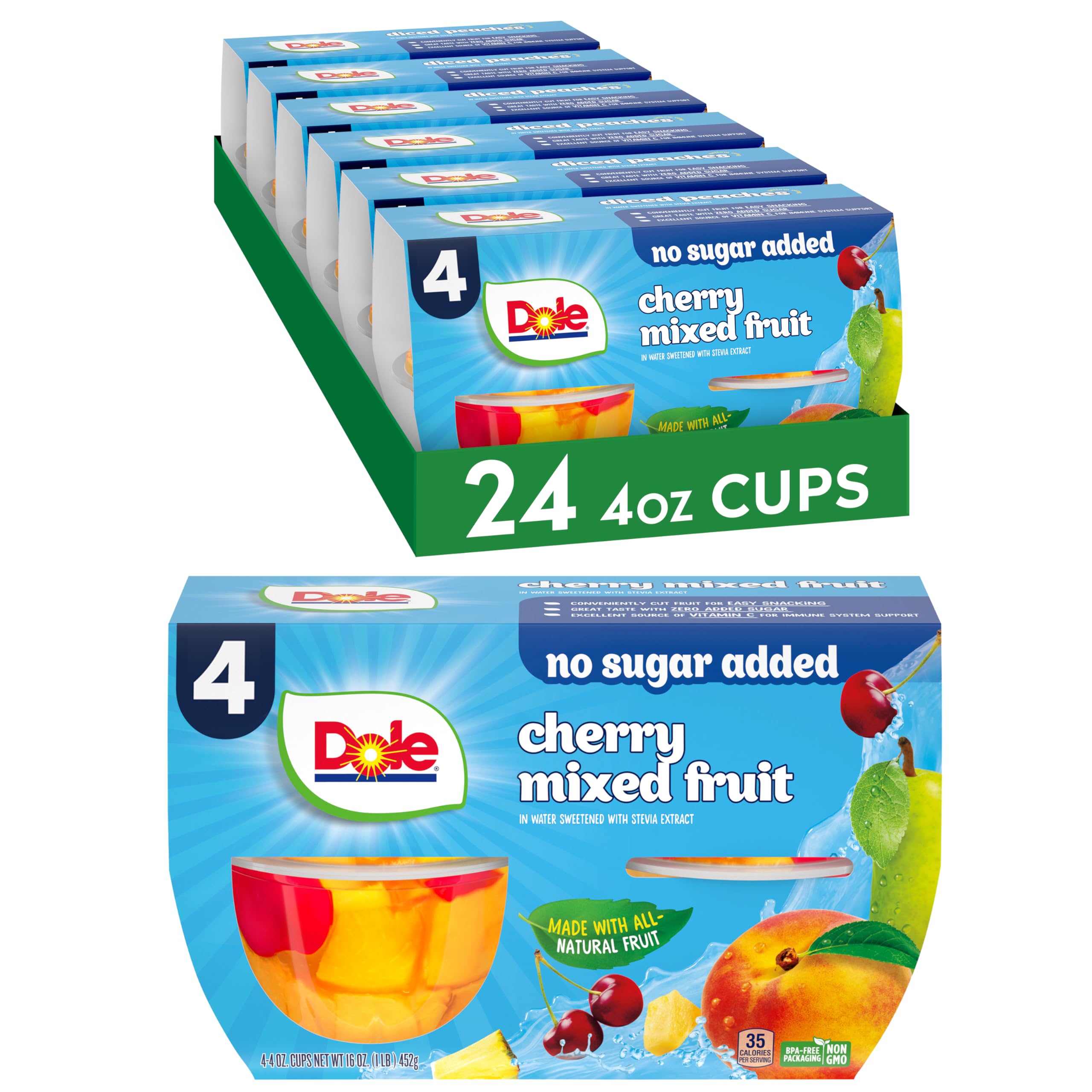 Amazon.com: Dole Fruit Bowls No Sugar Added Snacks, Cherry Mixed