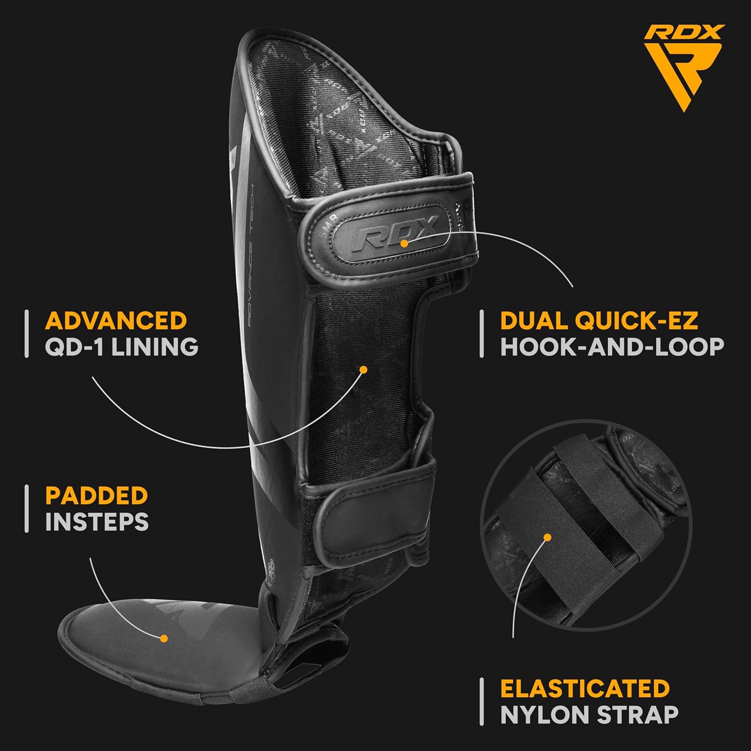 RDX Shin Guard for Muay Thai, Kickboxing, MMA Training, Maya Hide Leather Instep Leg Foam Pads for Martial Arts, Sparring, Gear for BJJ and Boxing