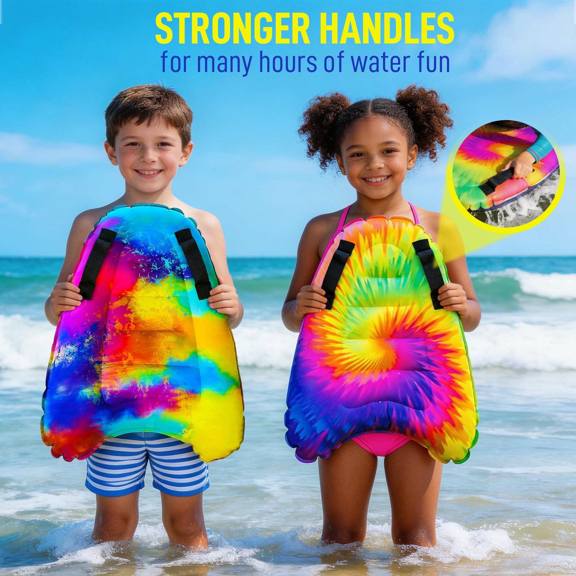 JAMBO Aufblasbares Surf-Bodyboard mit Griffen, Boogie Board für Strand, Surfen, Schwimmen, schwimmende Surfbretter, Pool-Schwimmer, Pool-Strandspielzeug für Kinder
