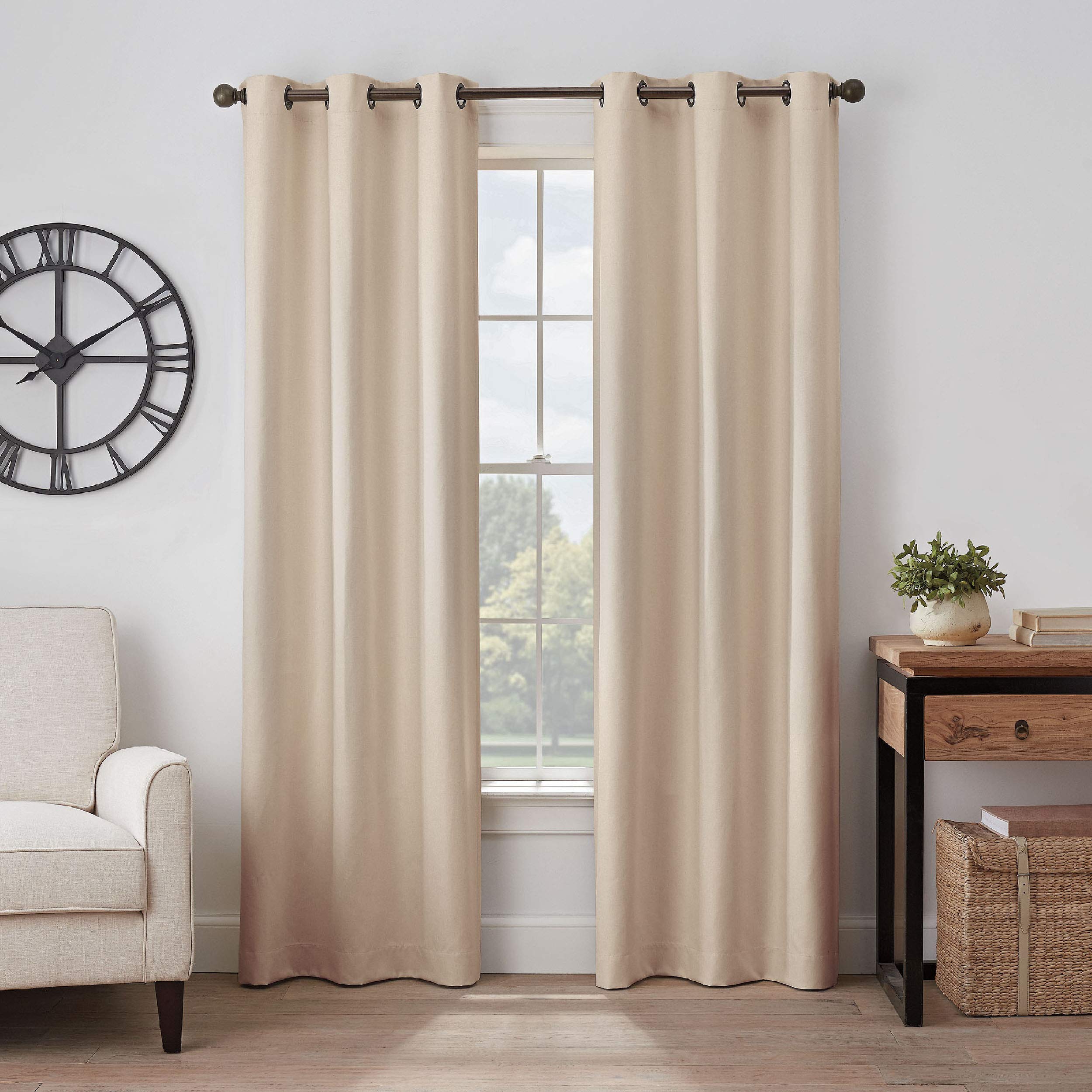 Eclipse Gabriella Grommet Top Curtains for Bedroom, Single Panel, 40" x 84", Linen