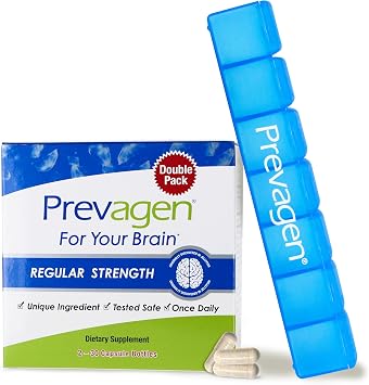 Prevagen Regular Strength with 7-Day Pill Minder, 30 Capsules, Double Pack | For Your Brain, 2 Month Supply, 10mg Apoaequorin, 50mcg Vitamin D3