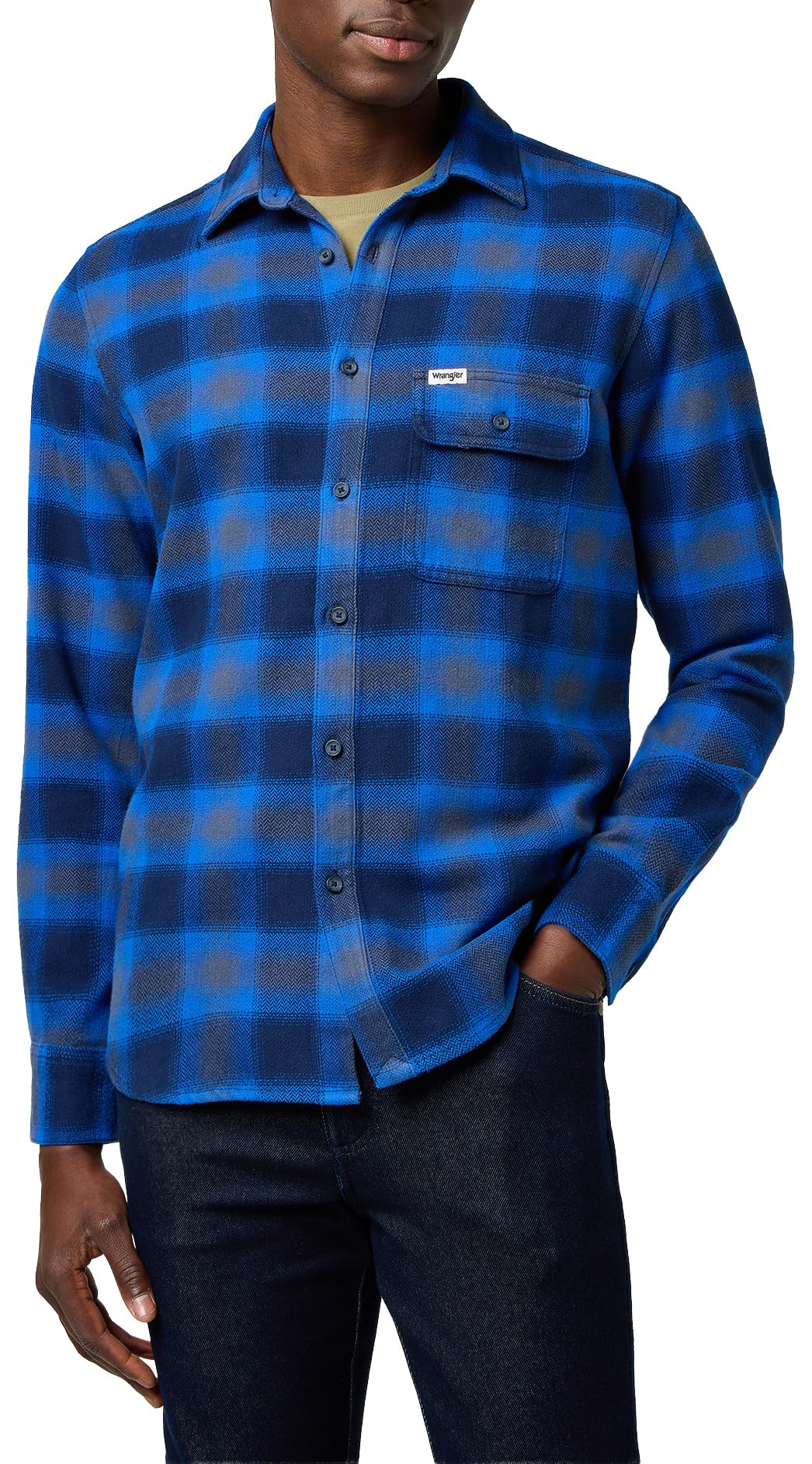 Wrangler 1 PKT Indigo Shirt, ICY Indigo, L