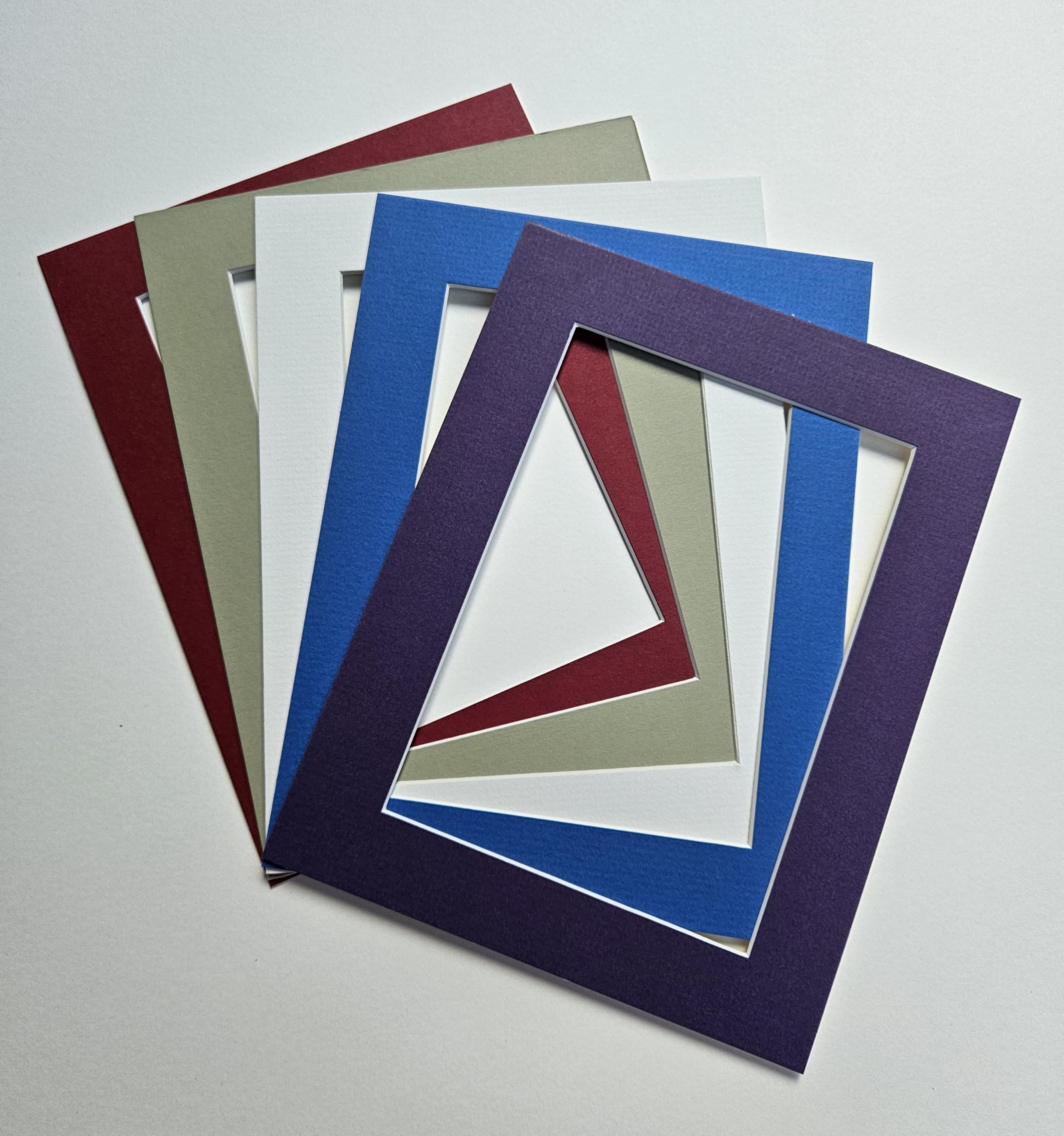Picture Frame Mounts,Available in packs of 5 or 10, Assorted Colours, Blacks/Whites/Greens/Reds/Blues/Browns (5, 8"x6" to fit 6"x4" Print)