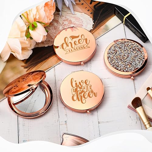 Miniatura 5 de Roowest 14 piezas de regalos de animadora, monederos a granel, espejo de maquillaje compacto, aumento de mano, espejo plegable de bolsillo, espejo