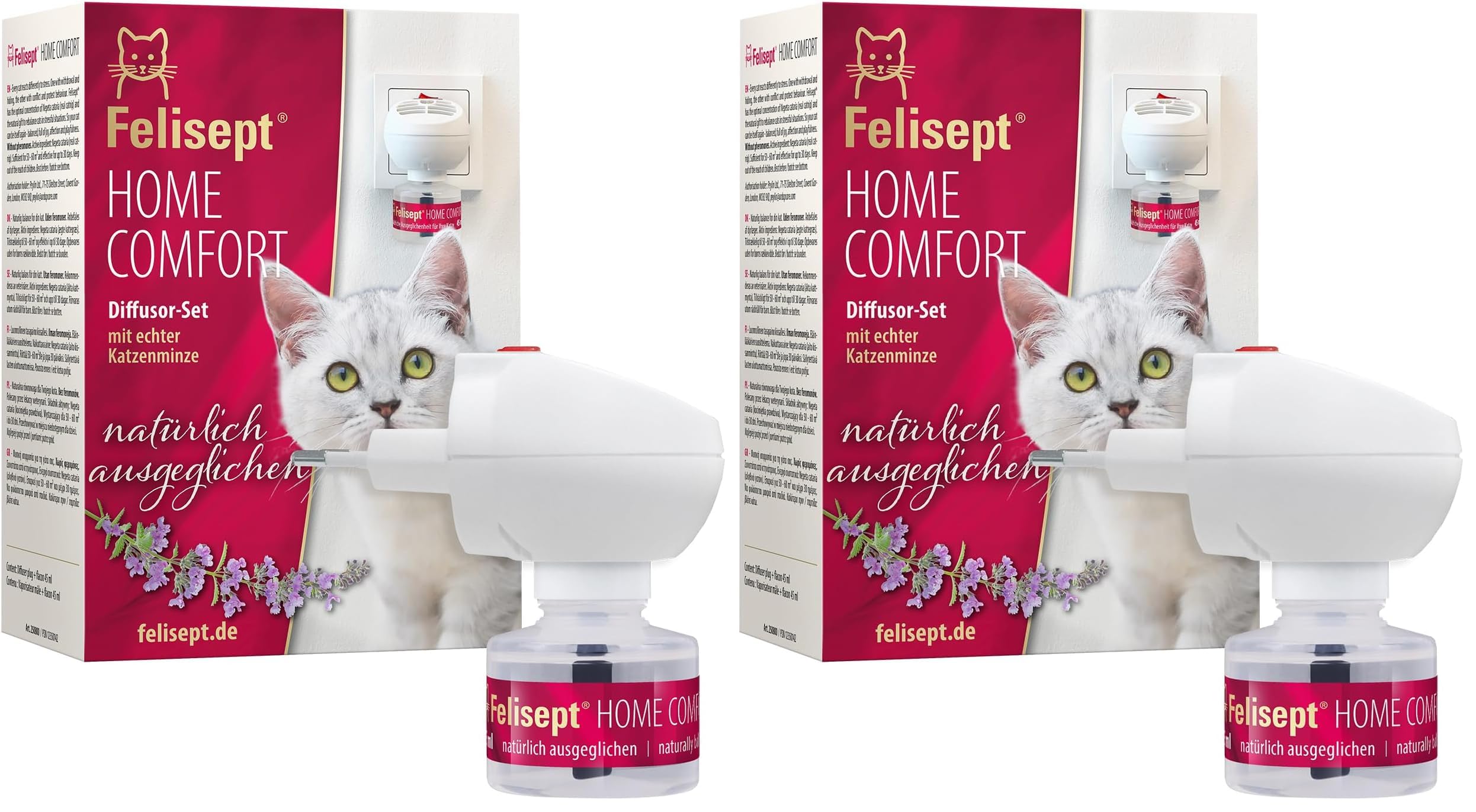Felisept Home Comfort Starter-Set (Verdampfer + Flakon 45ml) - Beruhigungsmittel für Katzen - Katzen Beruhigungsmittel mit natürlicher Katzenminze ohne Pheromone Katzen - Beruhigung & Wohlbefinden