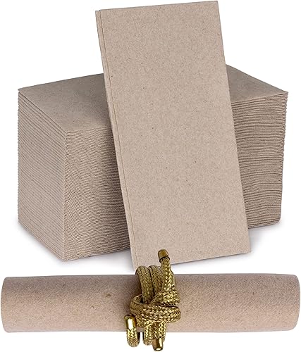 Servilletas de papel desechables similares a tela, paquete de 200 servilletas de cena de color natural de 12 x 17 pulgadas, recicladas, para bodas,