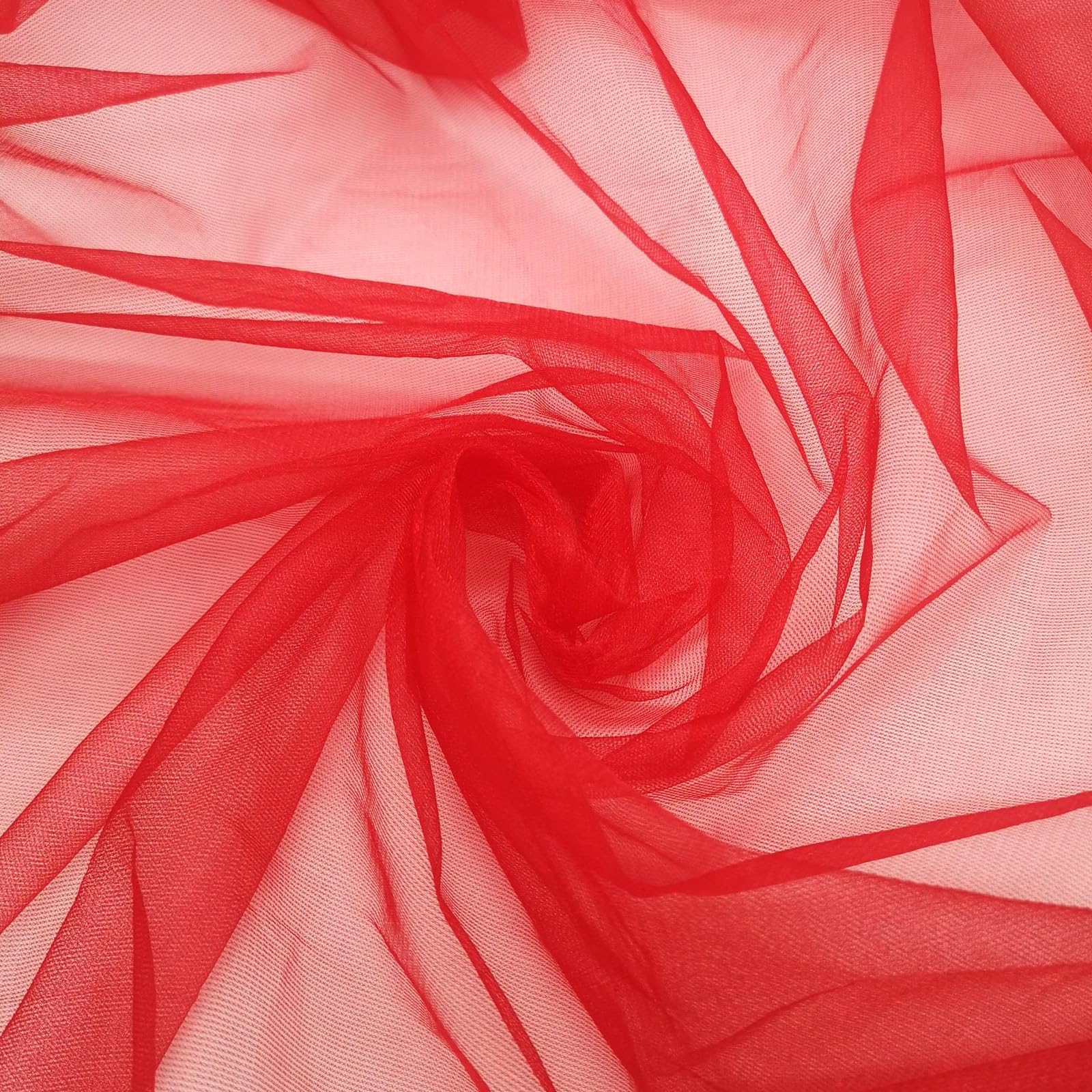 Premium Polyester Tulle Fabric, 2M x 1.6M Red Sheer Mesh Netting for DIY Sewing Crafts Wedding Decor, Lightweight Decorative Material for Veils Costumes Party Backdrops (red) — image 1