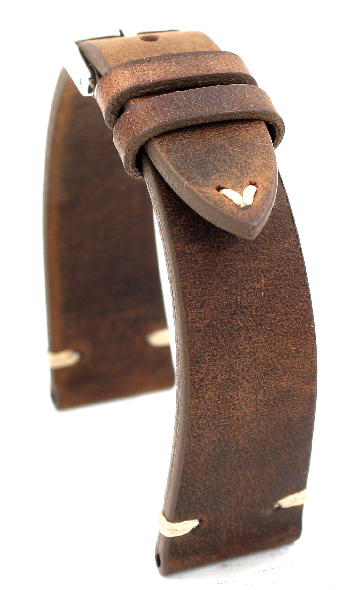 Rios1931 Sagittarius Bracelet de montre en cuir de vachette marron vintage Marron 20 mm