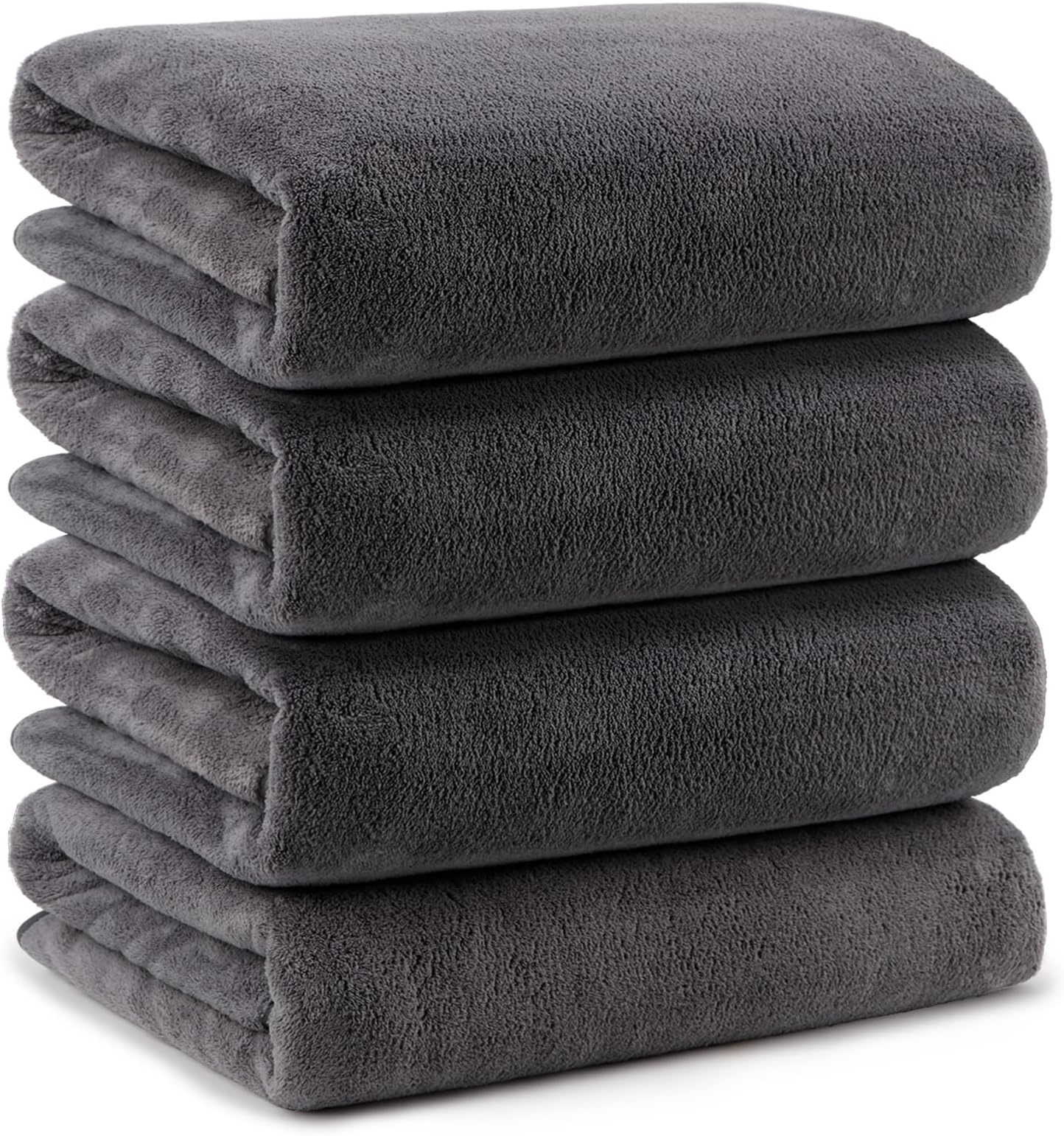 Orighty Bath Towels Pack of 4(27’’ x 54’’) - Soft Feel Bath Towel Sets, Highly Absorbent Microfiber Towels for Body, Quick Drying, Microfiber Towel for Sport, Yoga, SPA, Fitness - Grey