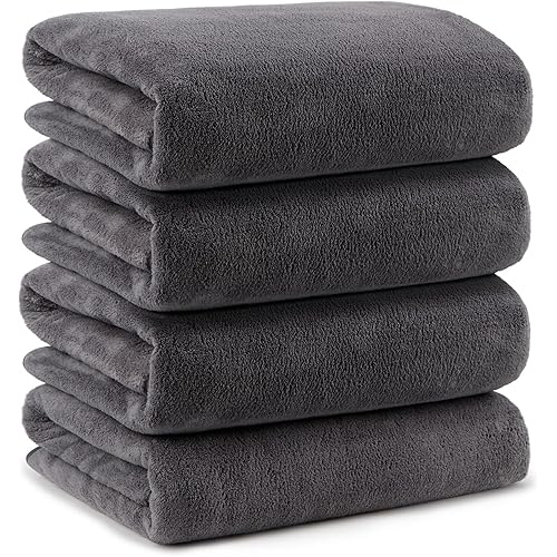Orighty Bath Towels Pack of 4(27’’ x 54’’) - Soft Feel Bath Towel Sets, Highly Absorbent Microfiber Towels for Body, Quick Drying, Microfiber Towel for Sport, Yoga, SPA, Fitness - Grey