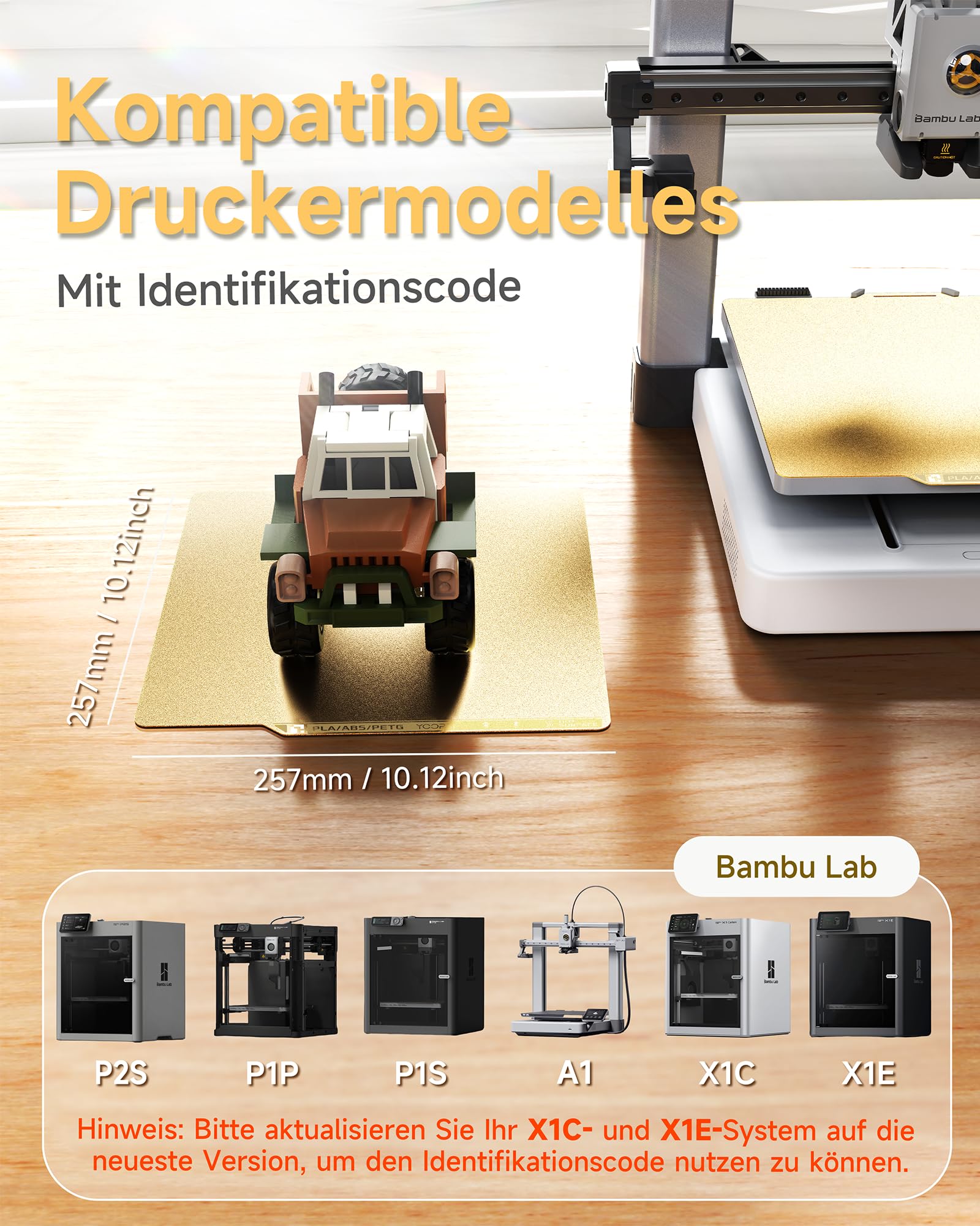YOOPAI Doppelseitig Texturierte PEI Druckplatte, Magnetisch Spring Steel, 257x257mm, für Bambu Lab P2S P1S A1 X1 X1C X1E P1P 3D Drucker (2)