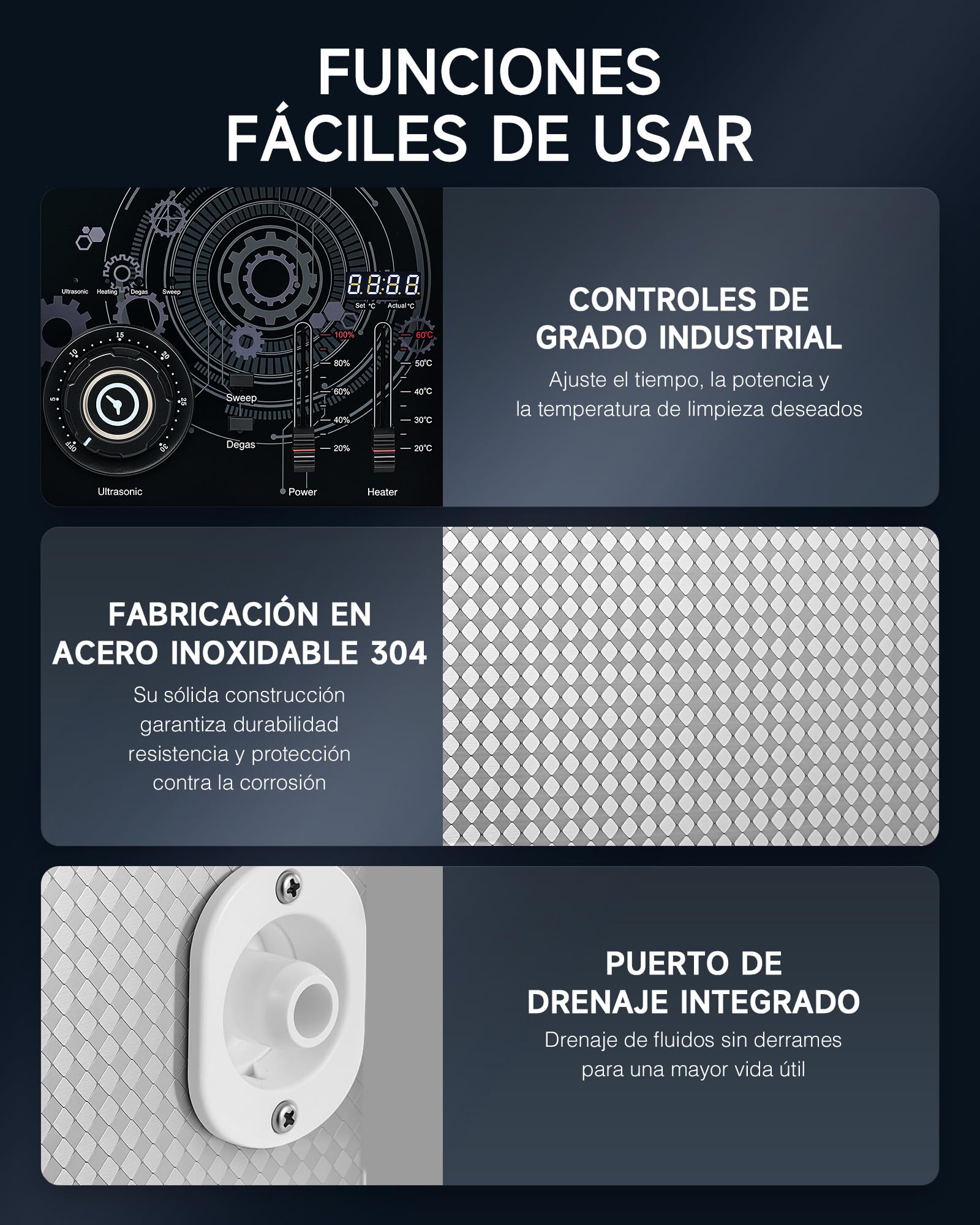 CREWORKS Limpiador Ultrasónico Industrial 15L, Limpiador Ultrasonidos 360W 33kHz,Temporizador y Temperatura Ajustables Potencia de Calentamiento de 450W