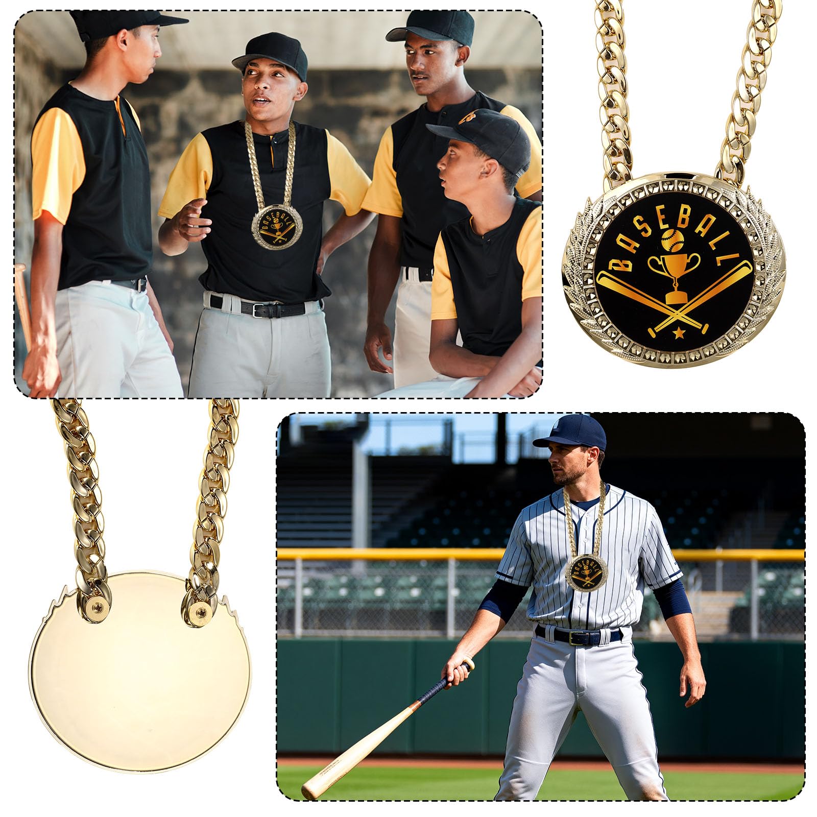 Penitue Greatest of All Time Turnover Chain, 6in/15cm Big Gold Goat MVP Medal Necklace Funny Champion Player of The Game Chain Award for Sports Trophy Prize Gifts — view 6