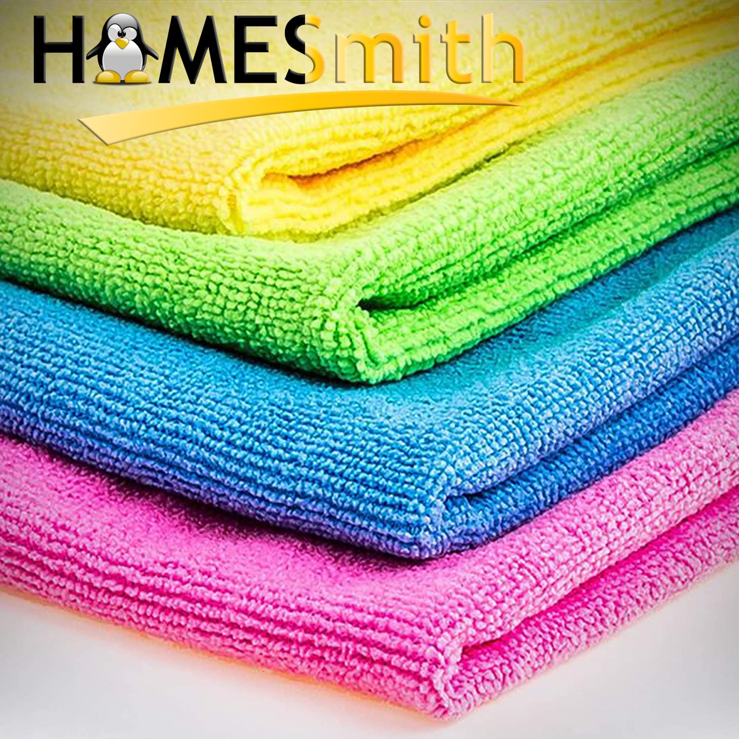 HOMESmith Paquete de 24 paños de Limpieza de Microfibra extragrandes, 4 Colores (HS-147)