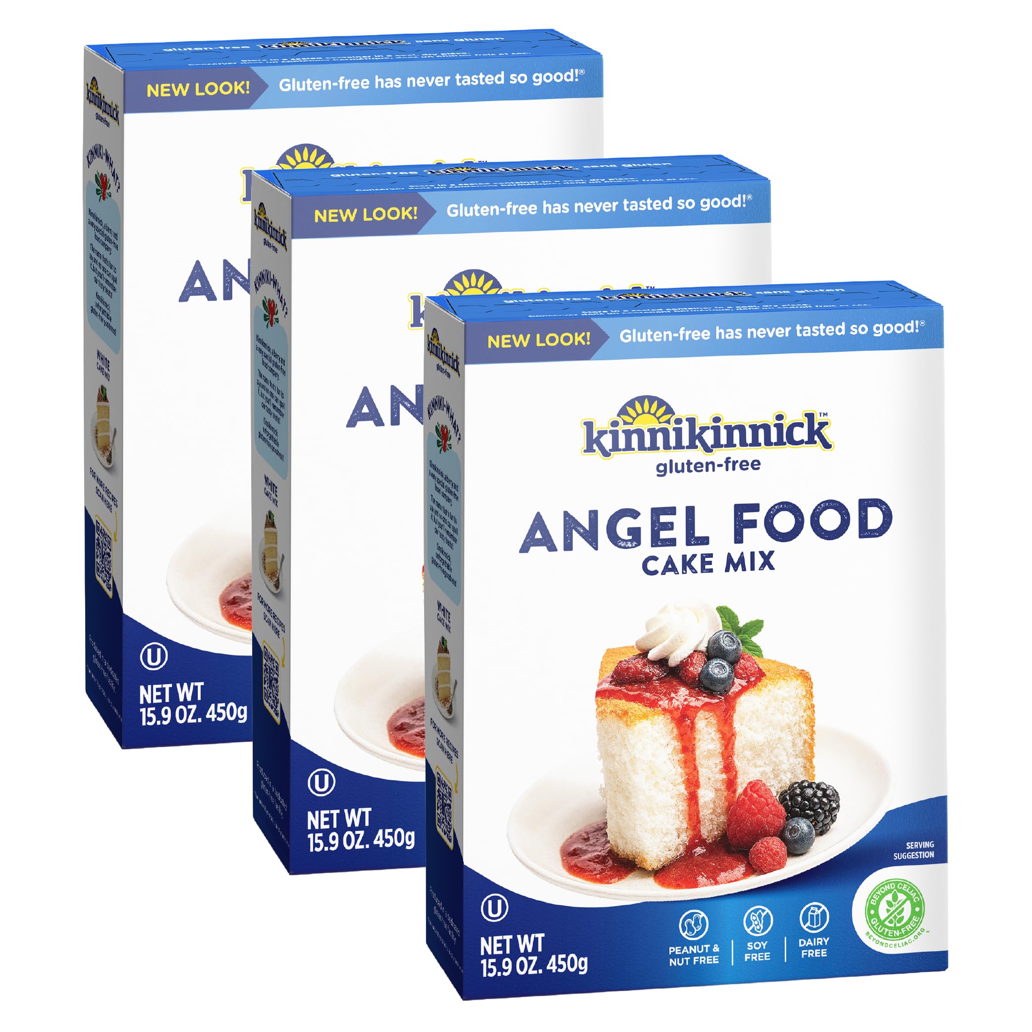 Kinnikinnick - Angel Food Cake Mix - Gluten Free, Allergy Friendly Cake Mix - 15.9 oz. Boxes - 3 Pack
