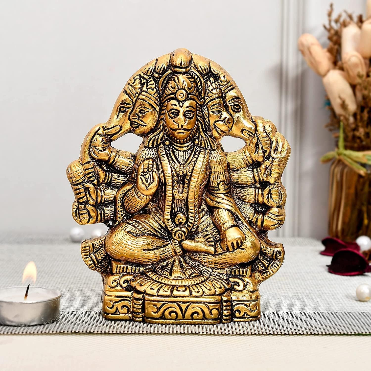 Décoration Hanuman en métal sculpté de style Ashtadhatu haut de gamme pour salon