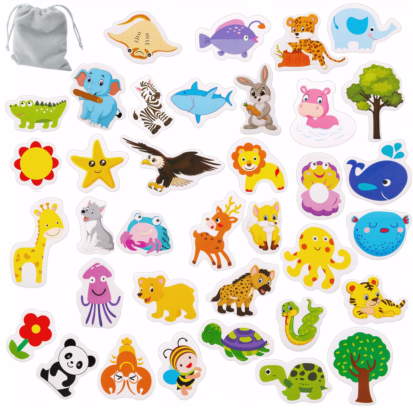 36PCS Fridge Magnets with 1 Storage Bag,Magnetic Animals Magnets,for Magnetic Whiteboards,Refrigerator Magnets
