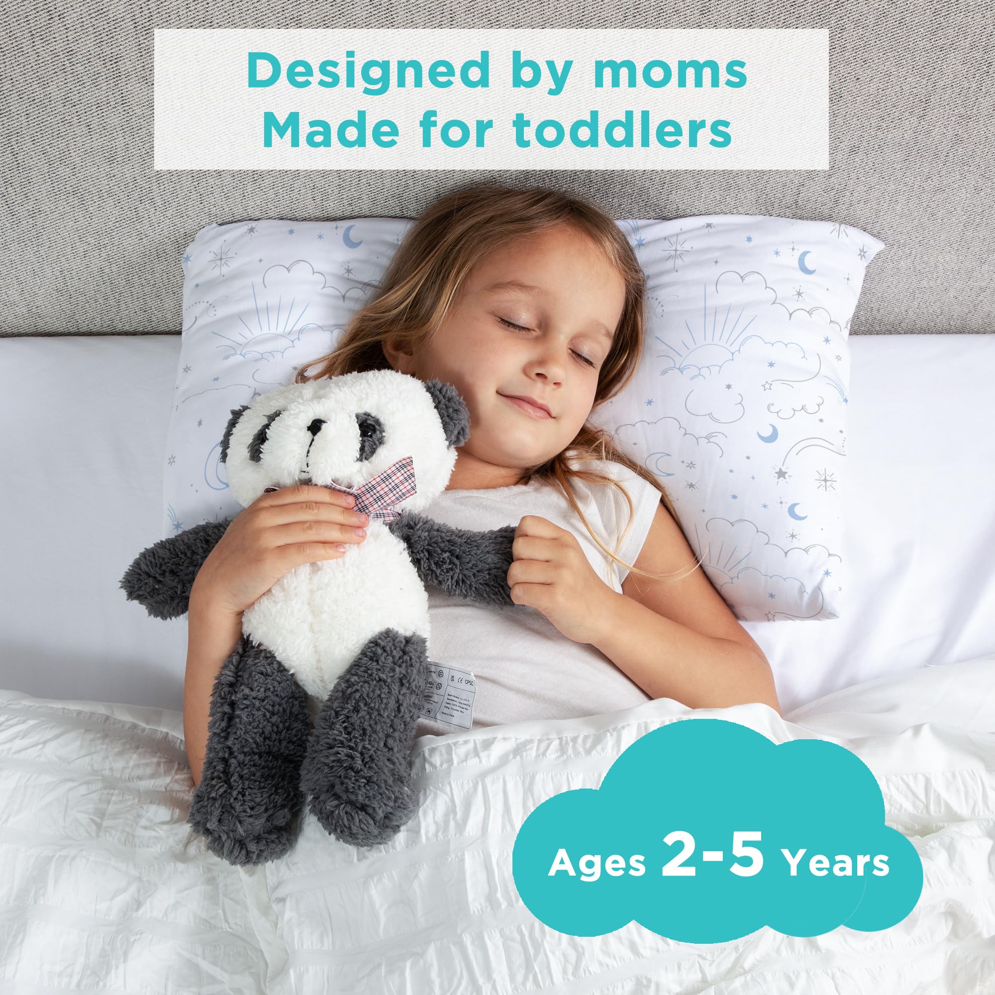 LittleHippo Oreiller pour enfant avec taie d'oreiller en bambou (viscose) – 33 x 45,7 cm hypoallergénique pour dormir, oreiller pour enfants, oreillers de voyage, mini oreiller, coussin de chambre