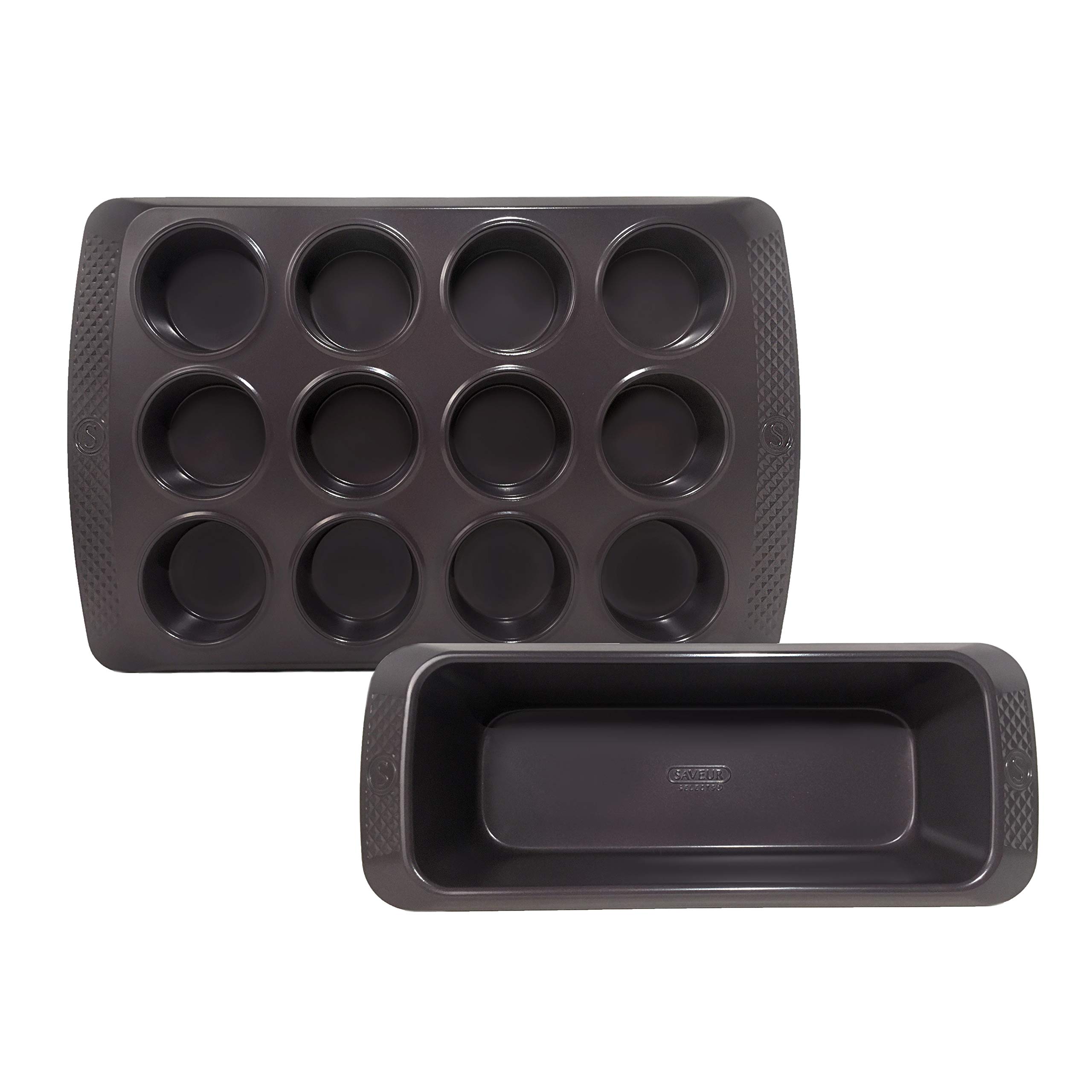 SAVEUR SELECTSLoaf and Muffin Pan Bakeware Set, Non-stick, Warp-resistant Carbon Steel, Dishwasher Safe, Artisan Series