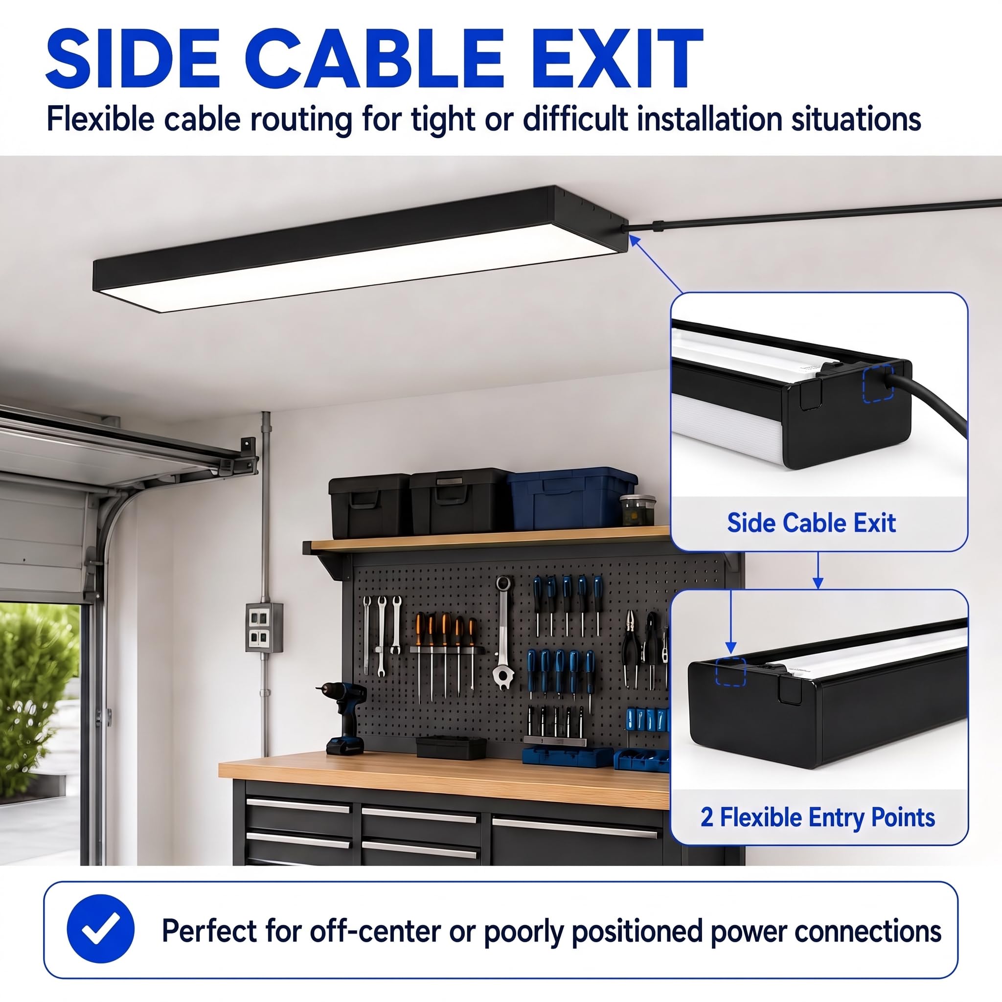 BrightFly Striscia luminosa a LED nera, 120 cm, confezione da 2 pezzi, spina UE 3CCT | 3 temperature di colore 3000 K/4000 K/6500 K, 3610 lm, moderna lampada da soffitto per cucina, garage, cantina e officina