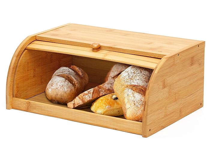 Natural Bamboo Roll Top Bread Box