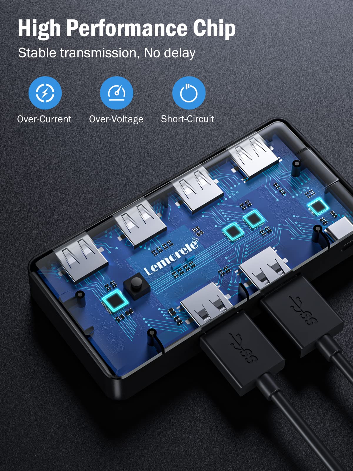 Lemorele Switch USB 3.0 KVM Switch 4 Puertos USB para 2 PCs para Teclado Ratón Disco Duro Externo Impresora Escáner