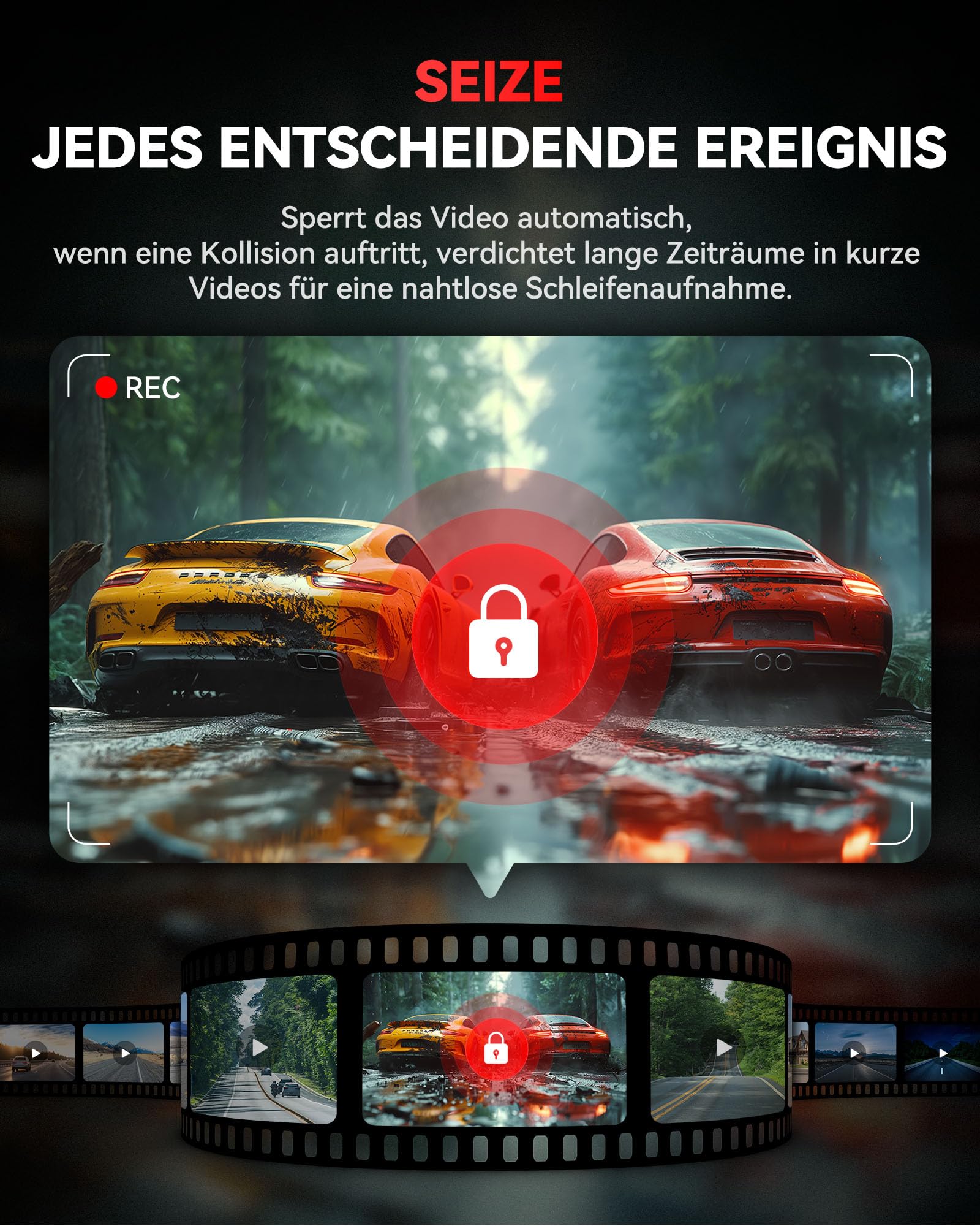 REDTIGER F4 4K Dashcam Auto Vorne, 2,2 Zoll Mini Auto Kamera,Touchscreen, Sprachsteuerung,Inklusive 32GB Karte, Nachtsicht,WiFi,APP Steuerung, Schleifenaufzeichnung, 24-Stunden-Parküberwachung