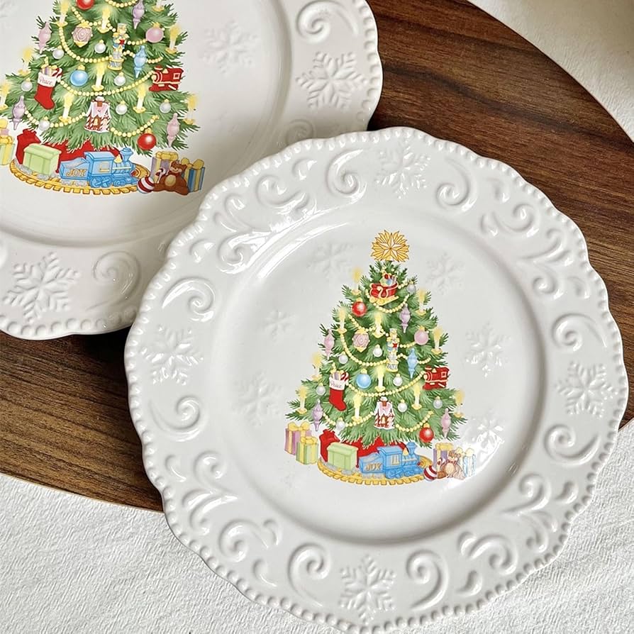 Amazon.co.jp: クリスマス食器新しいセラミック ディナー プレート